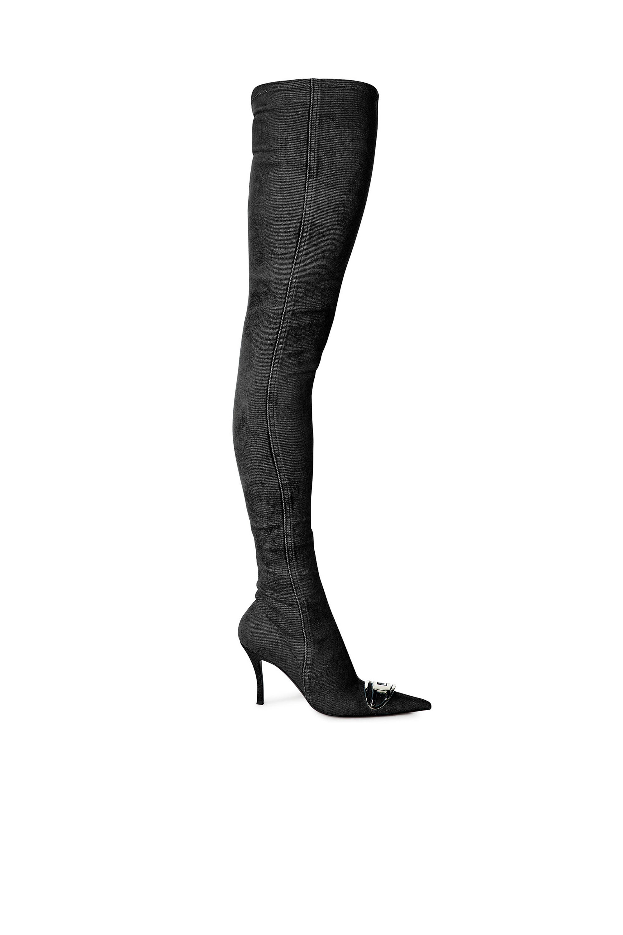 Diesel - D-Venus Tbt D - Over-the-knee boots in stretch denim - Boots - Woman - Black