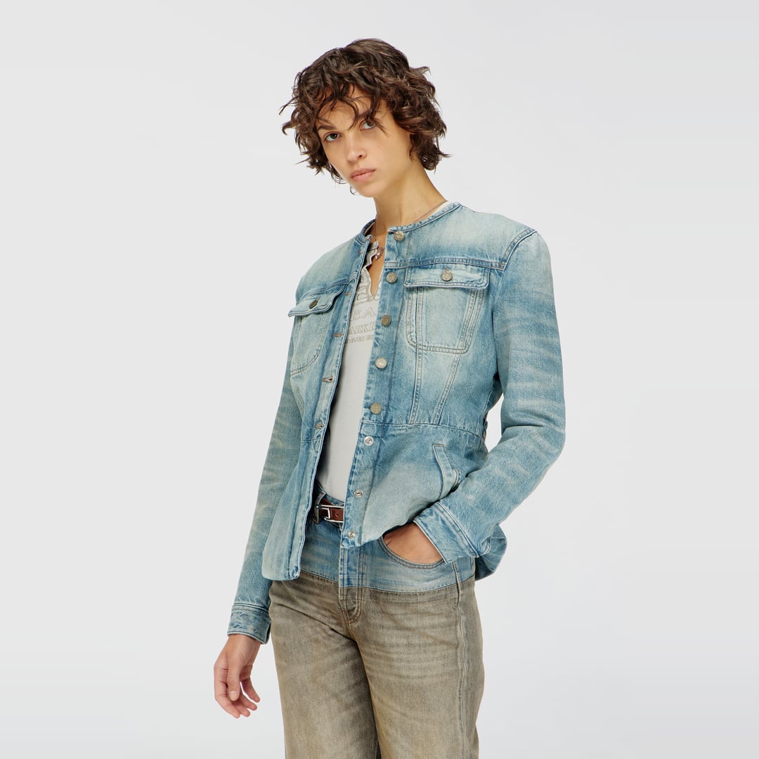 Diesel - Collarless denim jacket - Denim Jackets - Woman - Blue