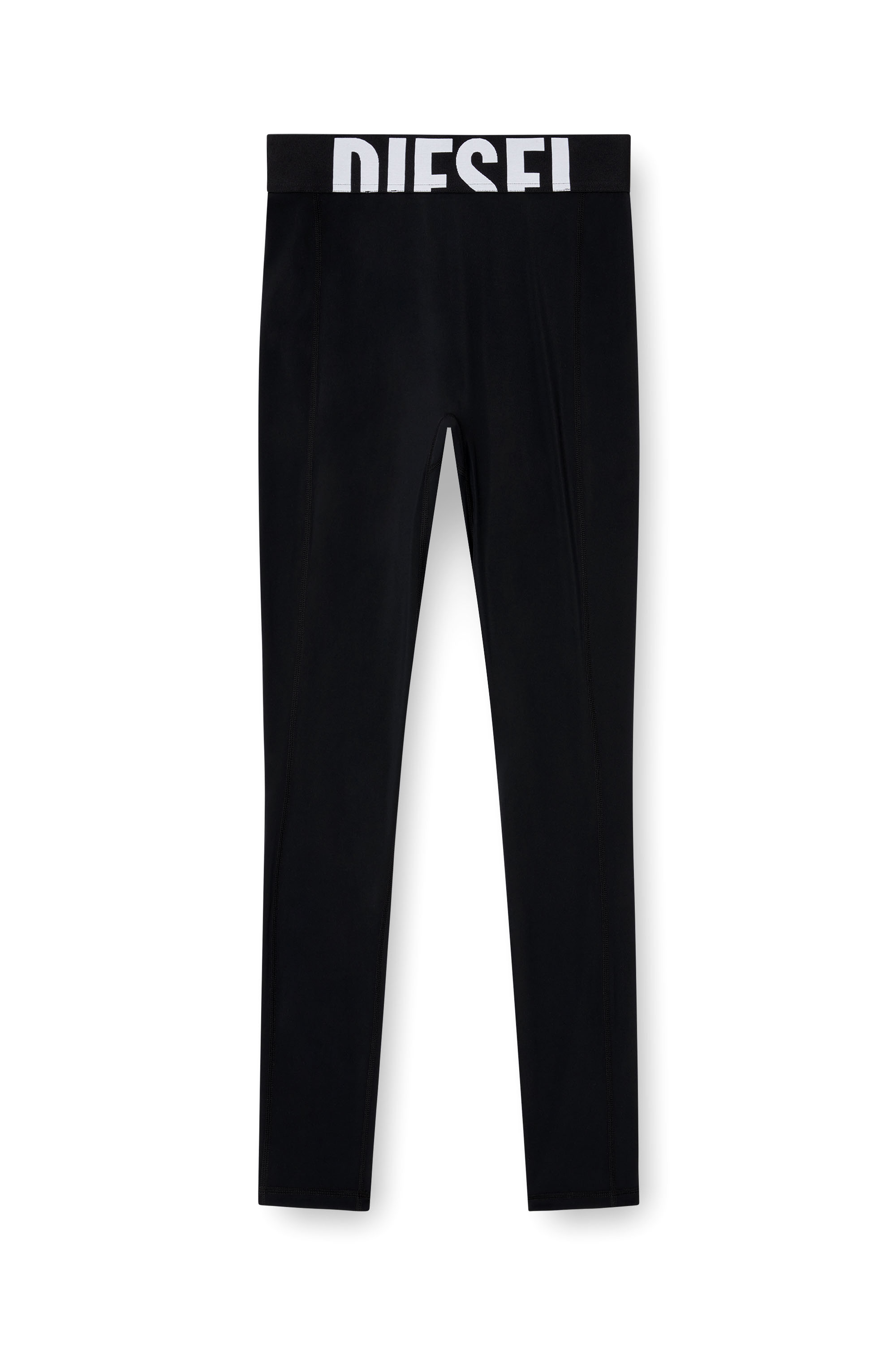 Diesel - ADELINE-D-POP, Woman's Microfibre leggings with cut-off logo in Black - 4