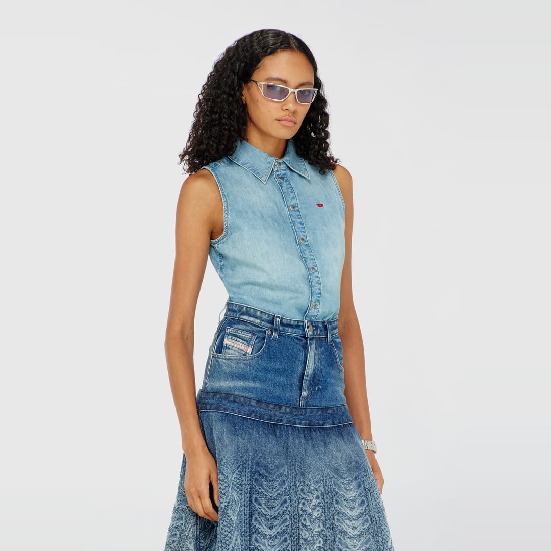Diesel - Sleeveless denim shirt - Denim Shirts - Woman - Blue