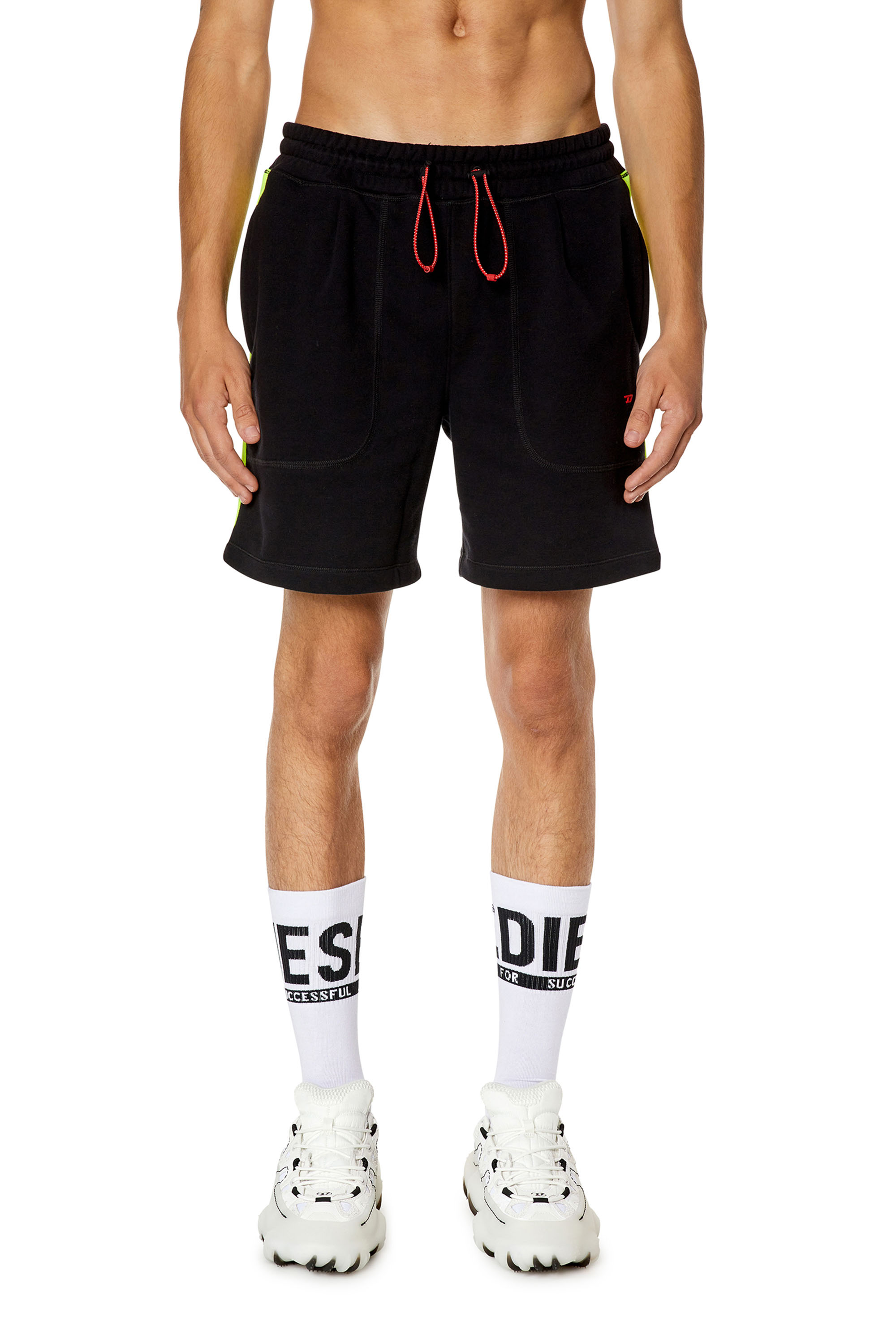 Diesel - Sweat shorts with reflective logo bands - Shorts - Man - Multicolor