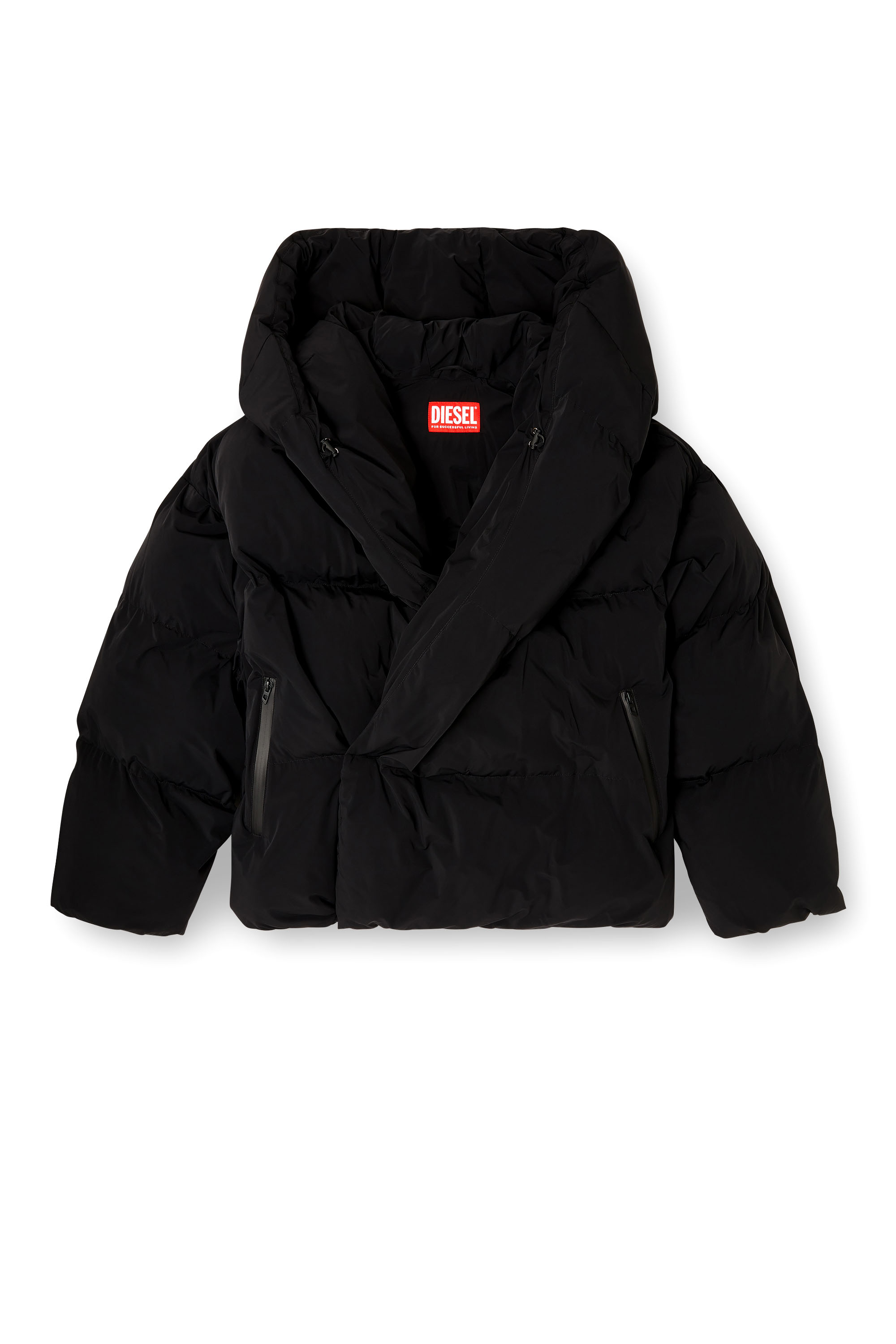 Diesel - J-SCOTTS-PADDED-A, Man's Wrap puffer jacket in stretch nylon in Black - 3