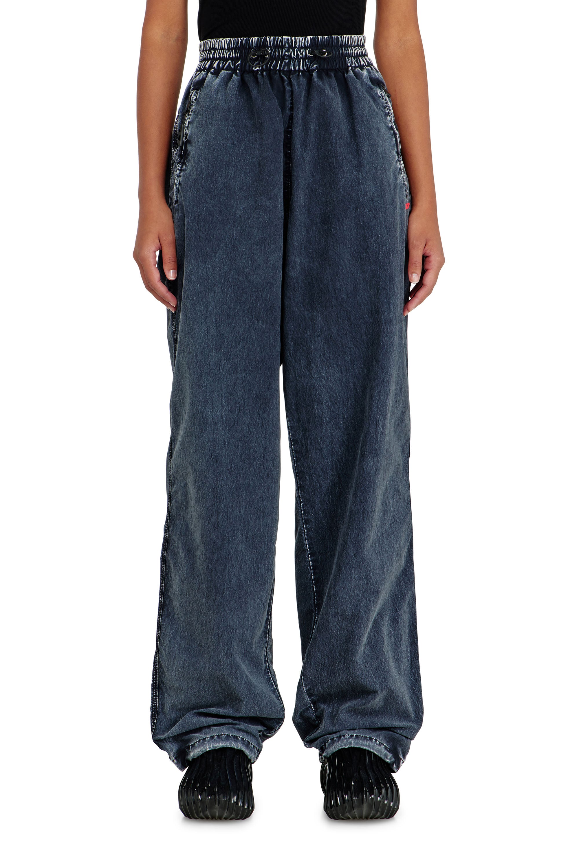 Diesel Blu Donna - Pantaloni Acid-Wash In Nylon Taslan - Pantaloni Taglia 40
