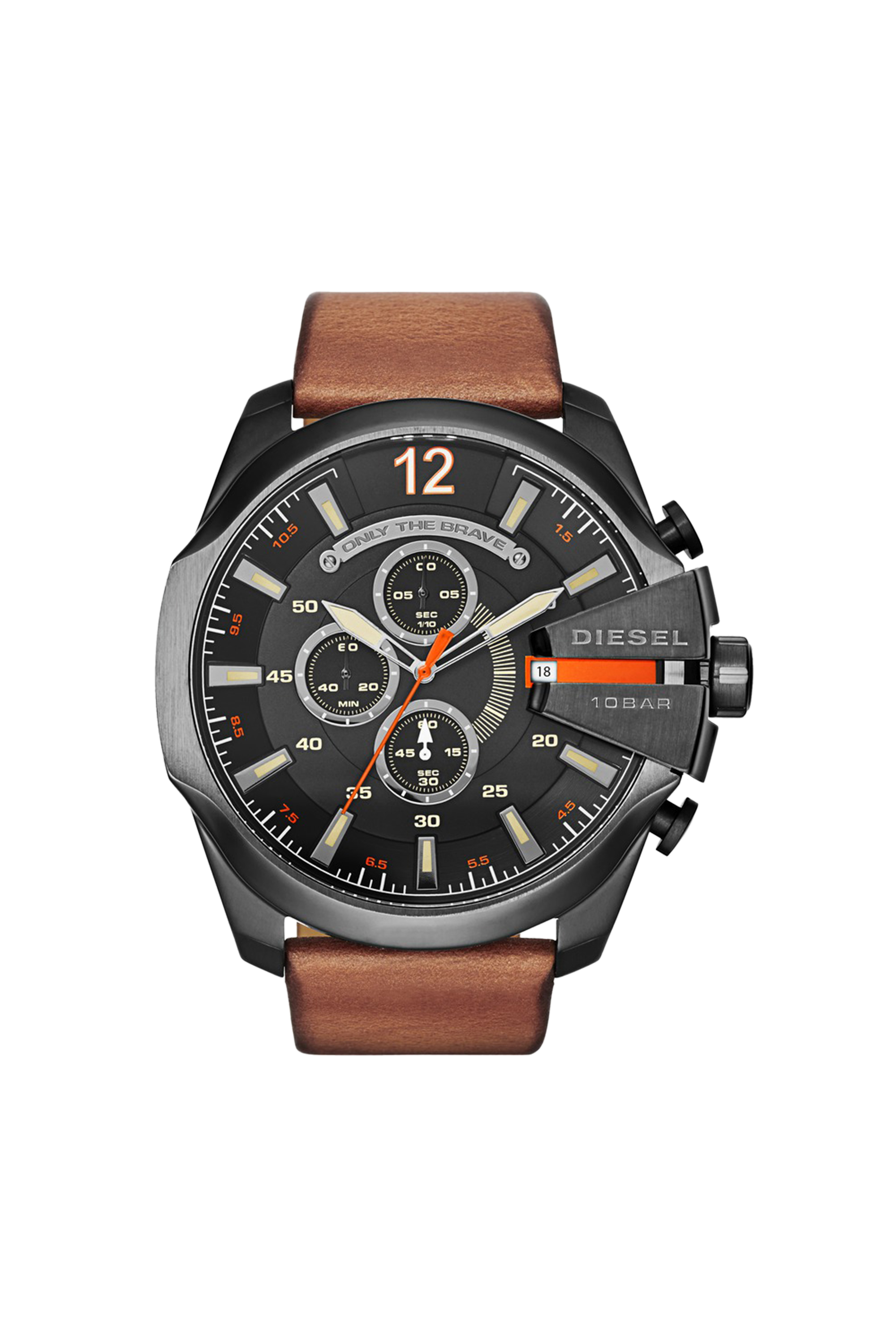 Diesel - Mega Chief brown leather watch - Timeframes - Man - Brown