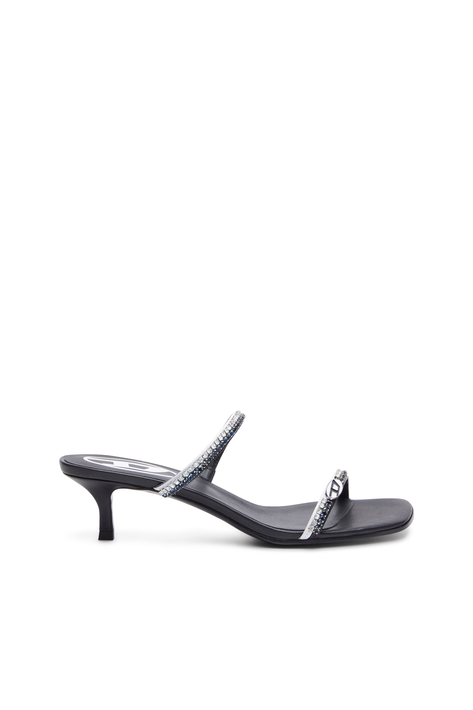 Diesel - D-Kittie SD - Leather sandals with crystal straps - Sandals - Woman - Black