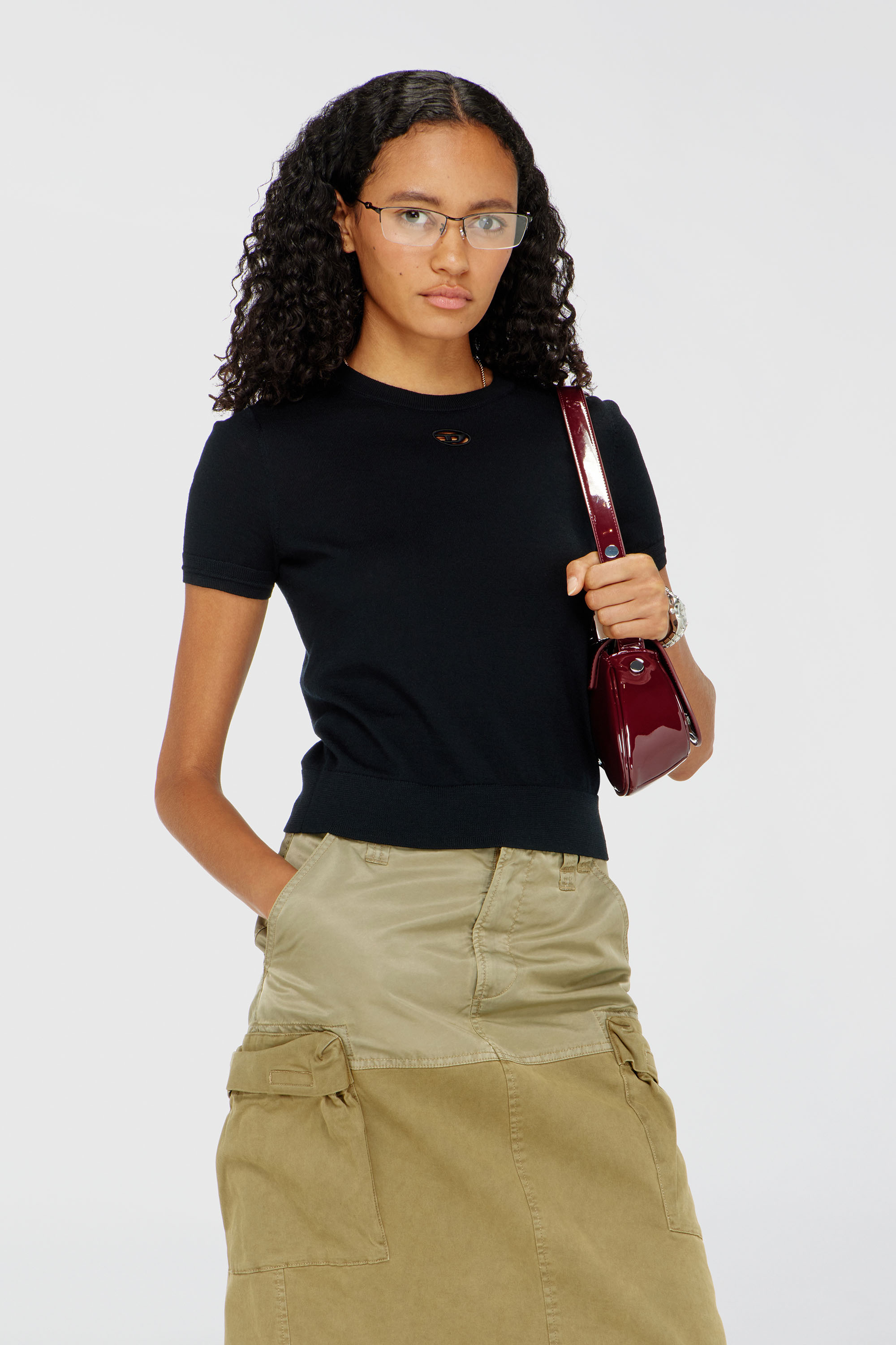 Diesel – Short-sleeve jumper in wool – T-Shirts – Woman – Black