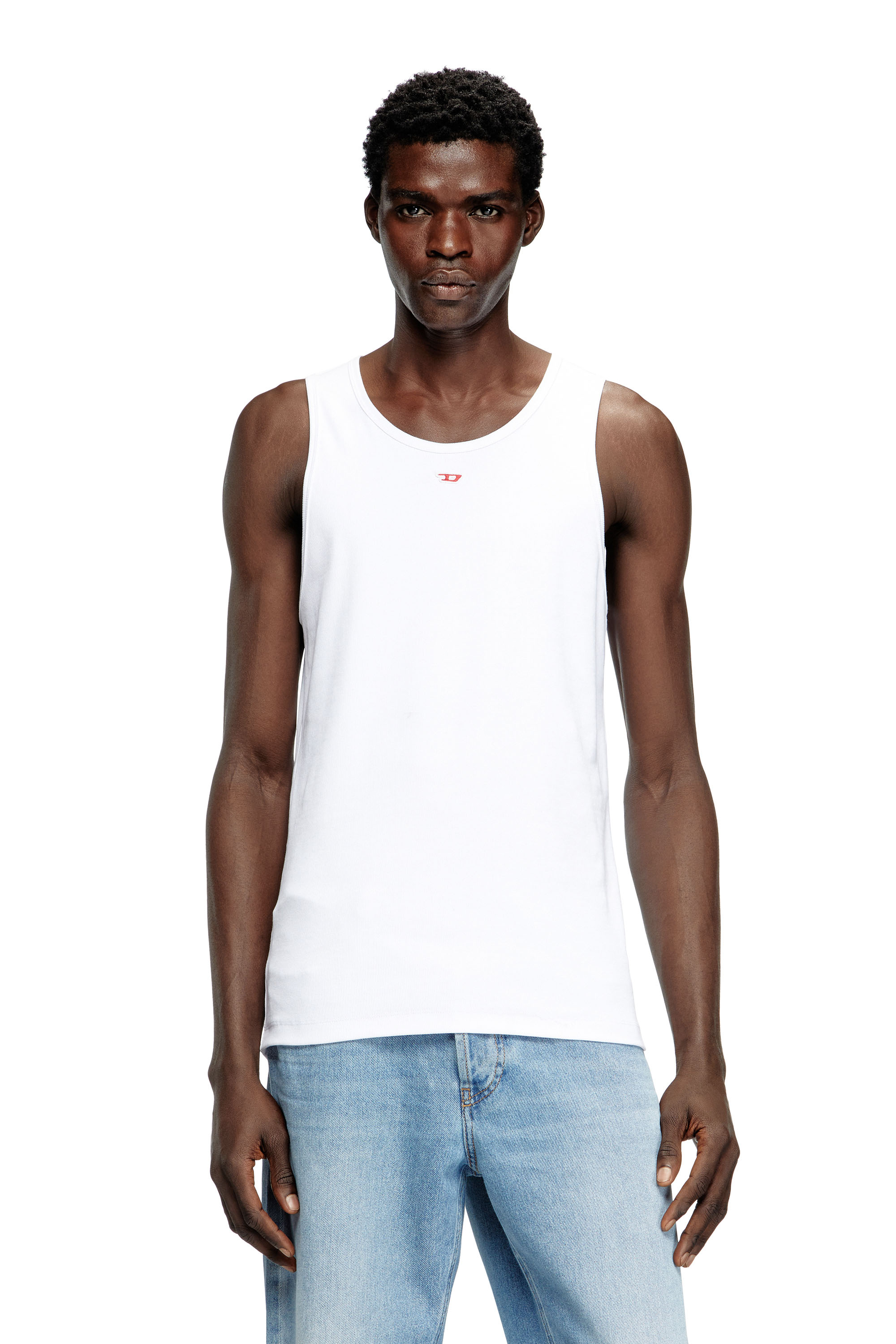 Diesel - Tank top with mini D logo patch - T-Shirts - Man - White