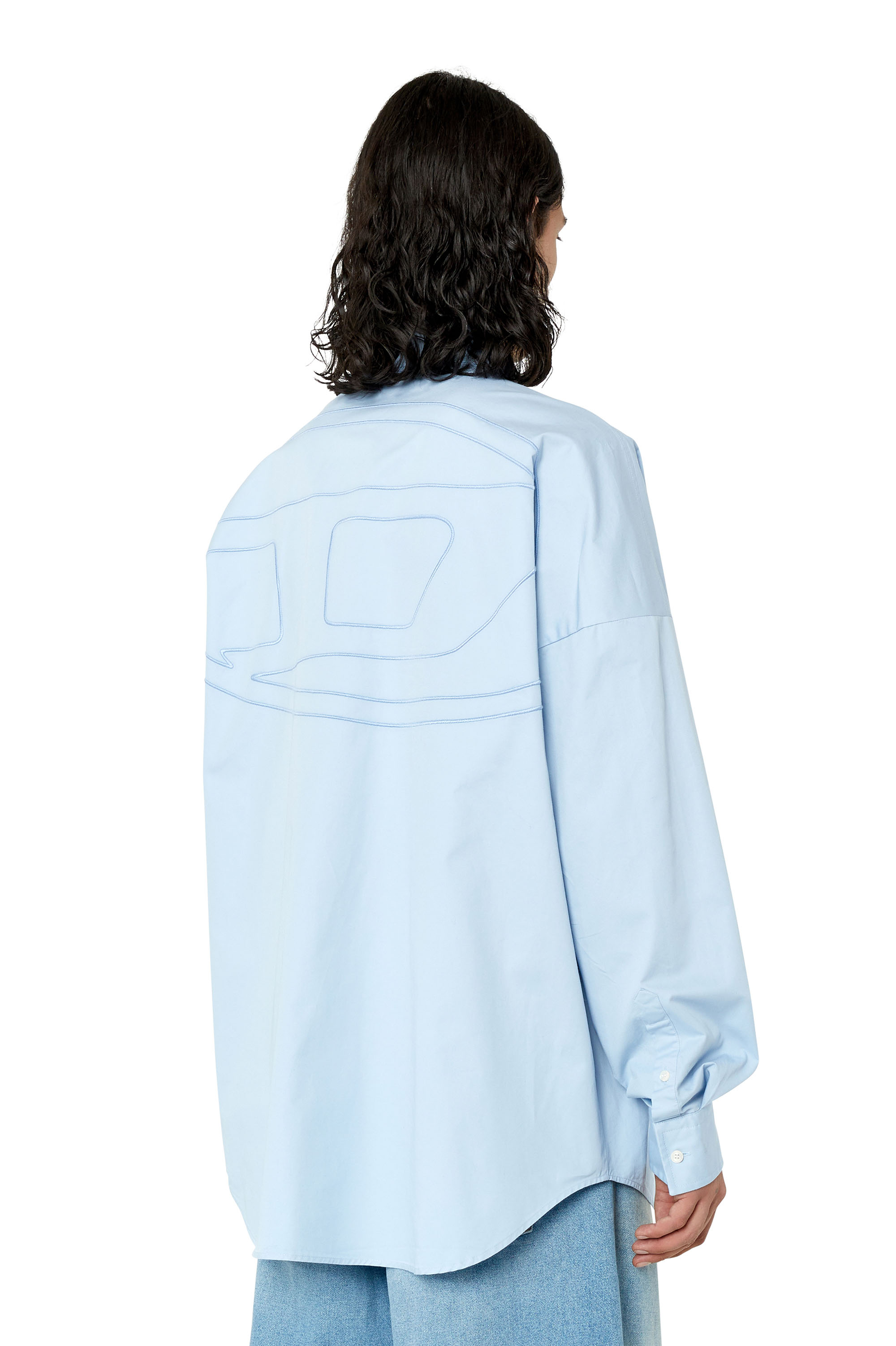 Diesel - Camicia con maxi logo ricamato - Camicie - Uomo - Blu