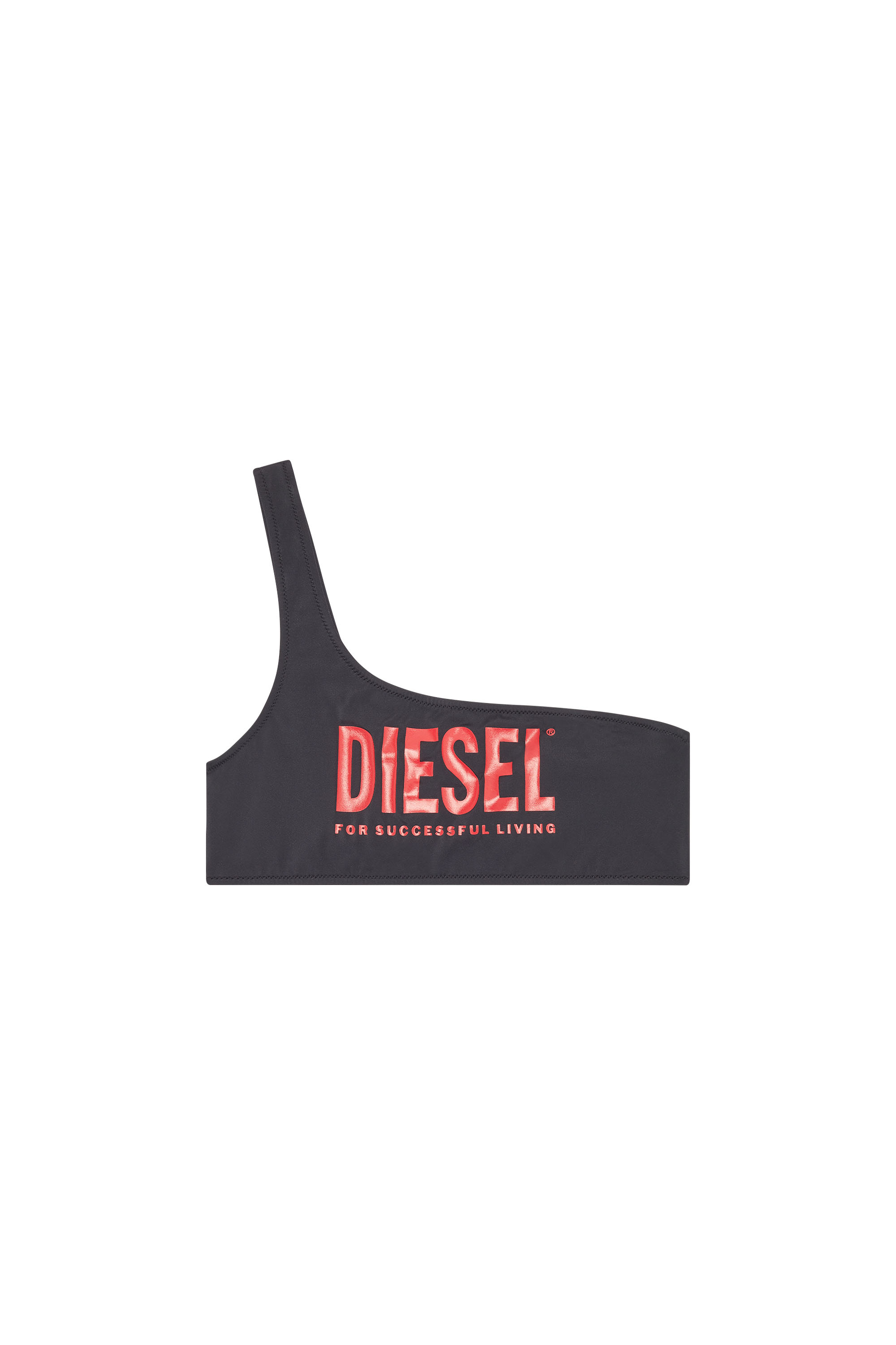 Diesel - Top bikini monospalla con logo stampato - Reggiseni - Donna - Nero