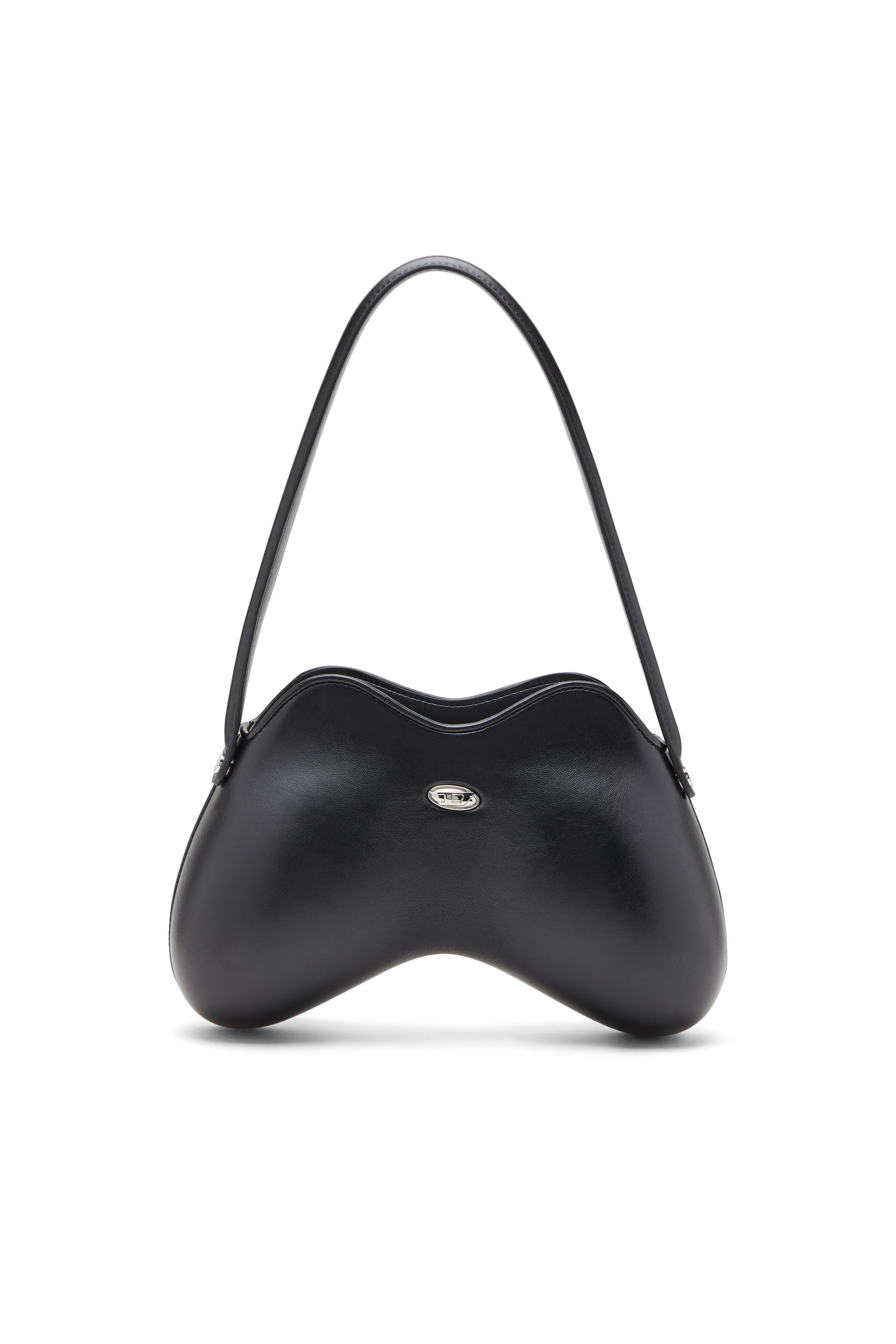 Diesel Double-d Curved Shoulder Bag In Black