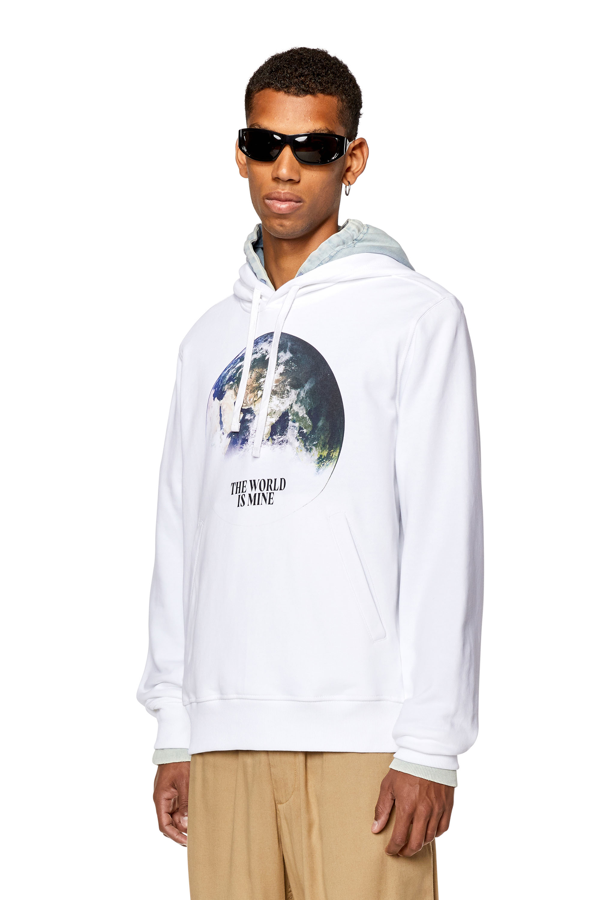 Shop Diesel Hoodie With The World Is Mine Print In White