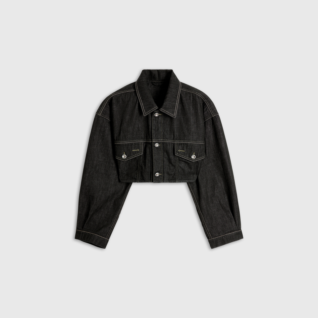 Diesel, Oversized cropped trucker jacket in rinse denim, Denim Jackets, Woman in Black