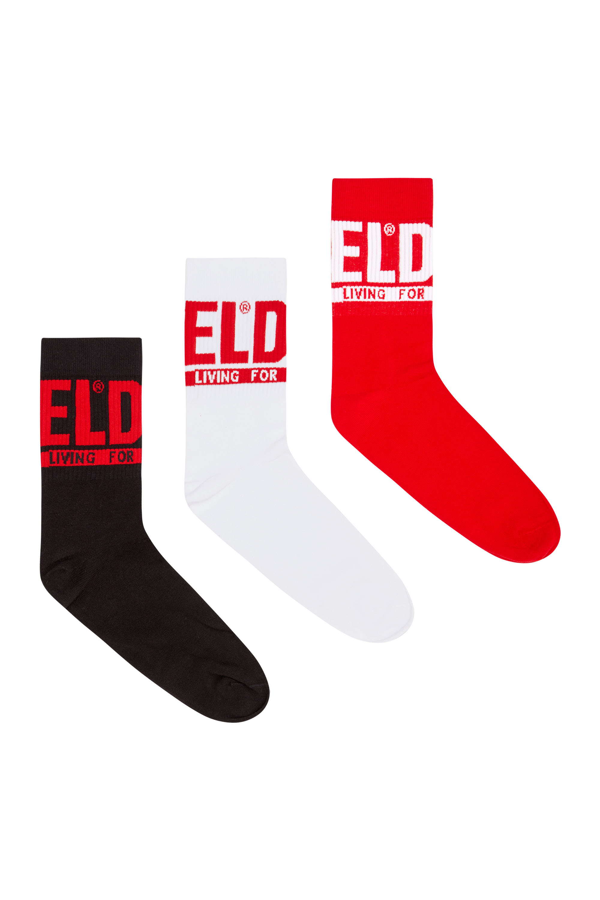 Diesel Homem Multicolor - 3-Pack Of Logo Cuff Socks - Socks - Man Grande