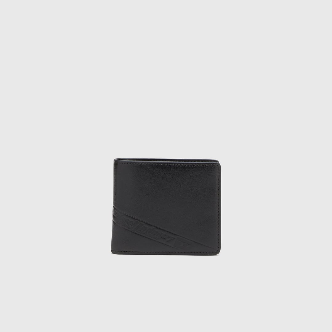 Diesel - Bi-fold leather wallet with embossed logo - Small Wallets - Man - Black