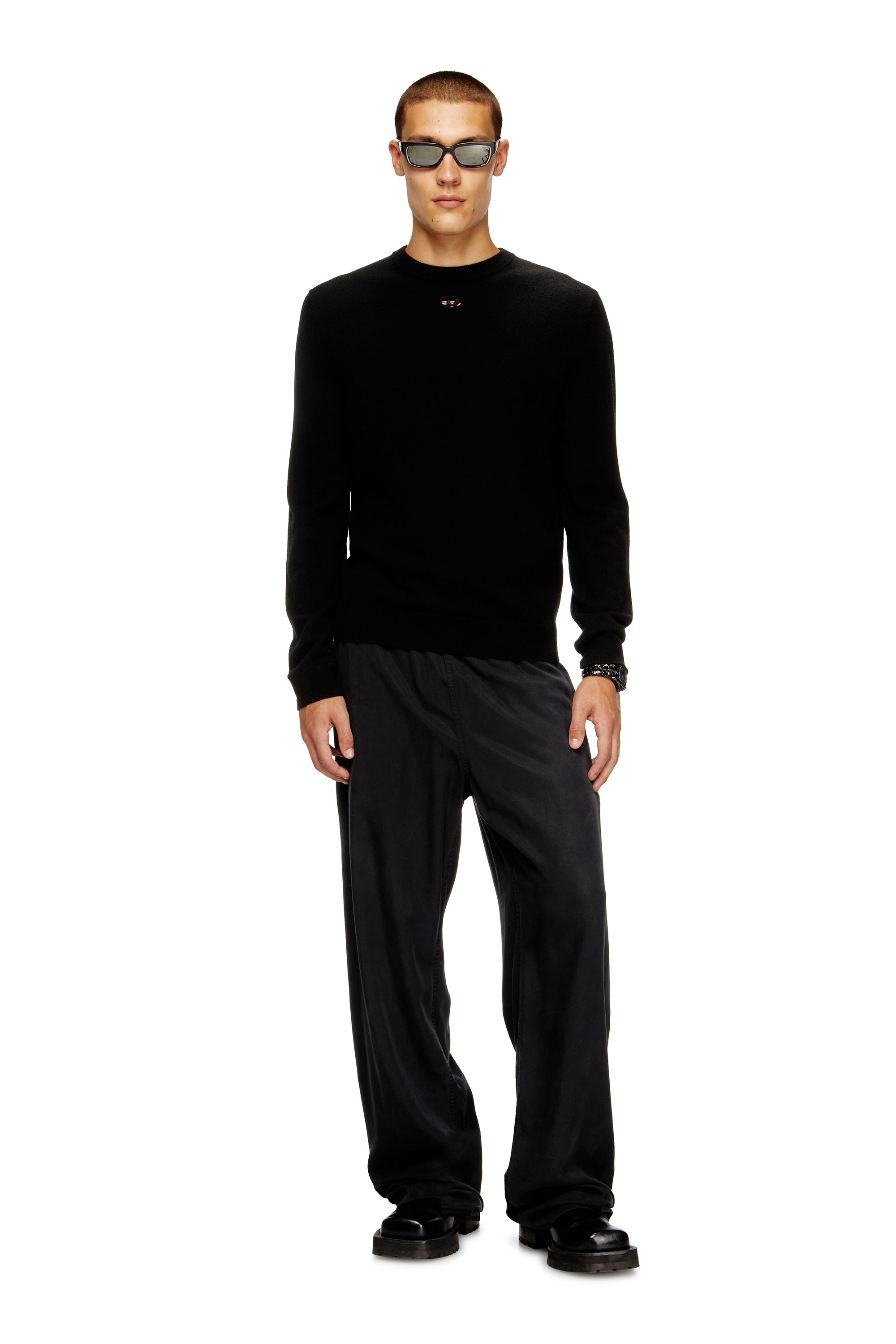 Diesel - K-VIERI, Man's Wool and cashmere jumper in Black - 2