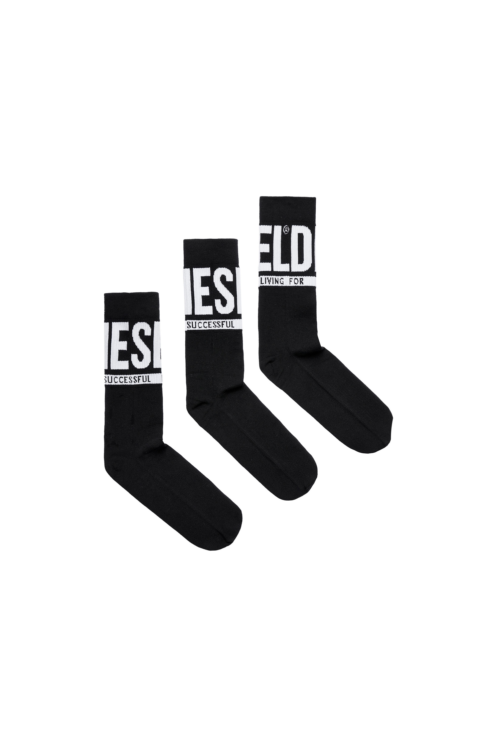 Diesel - Lot de 3 paires de chaussettes avec emblème de Diesel - Chaussettes - Homme - Noir