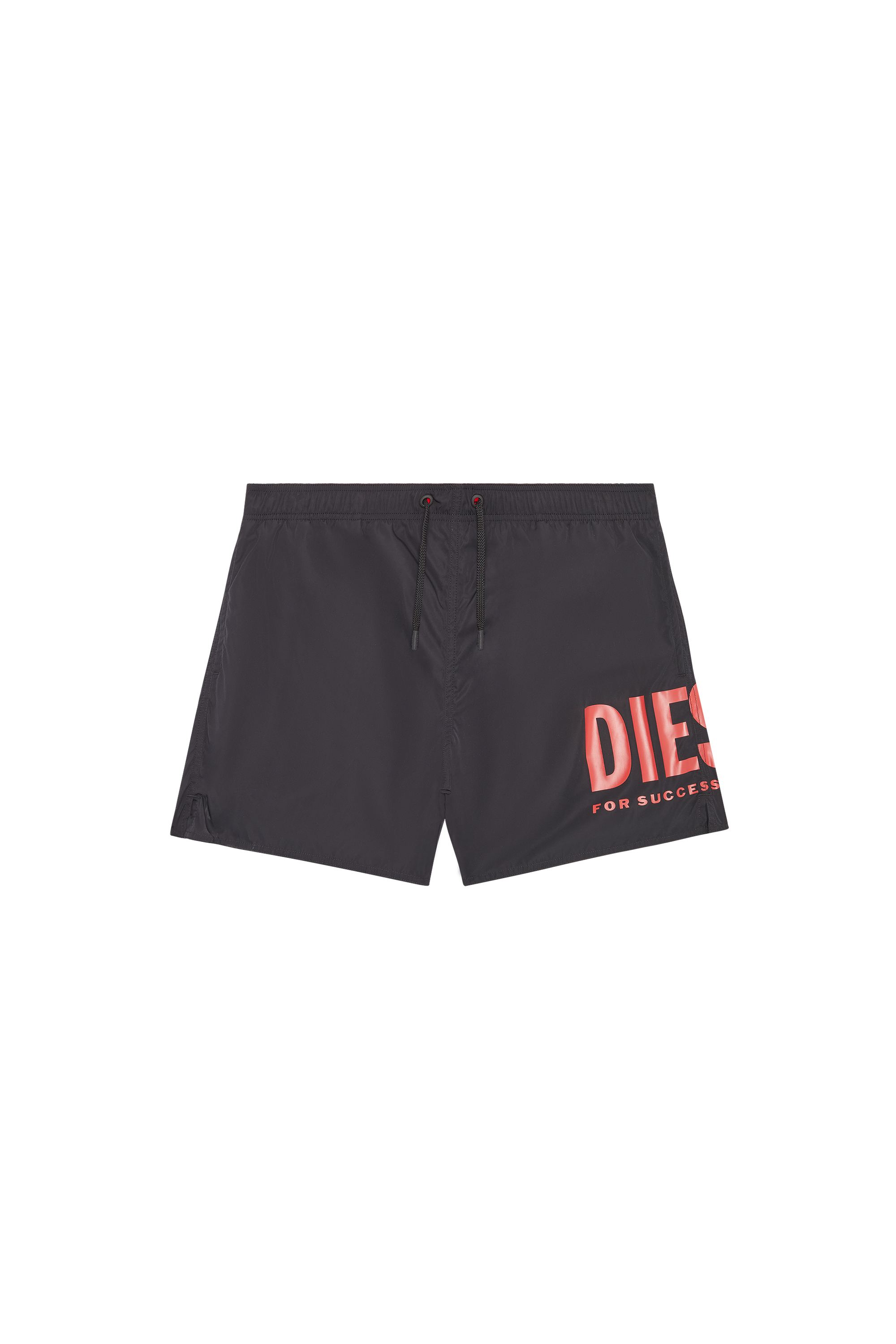 Diesel Mid-length Swim Shorts With Maxi Logo In Black