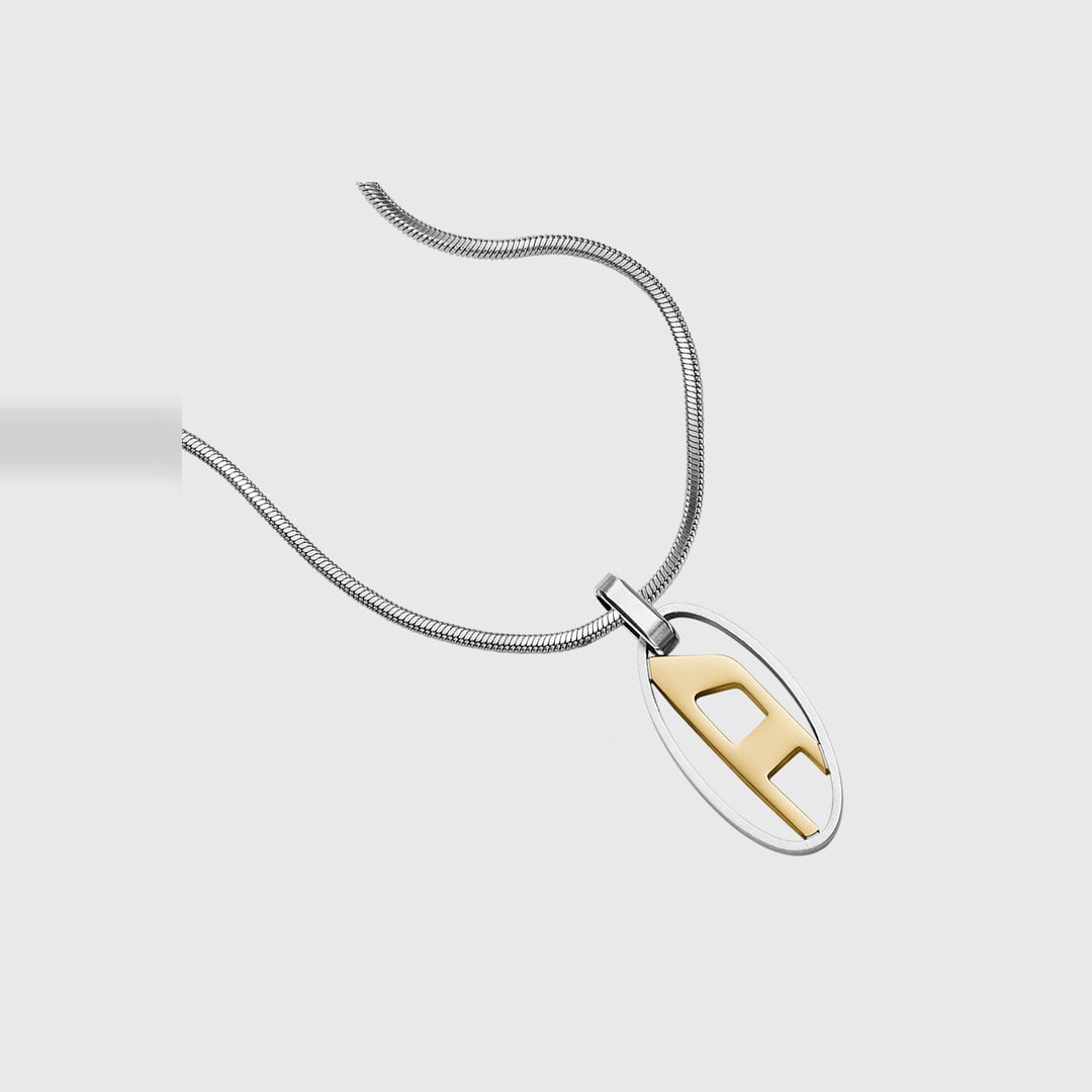 Diesel - Collier pendentif en acier inoxydable bicolore - Colliers et chaînes - Mixte - Gris argenté