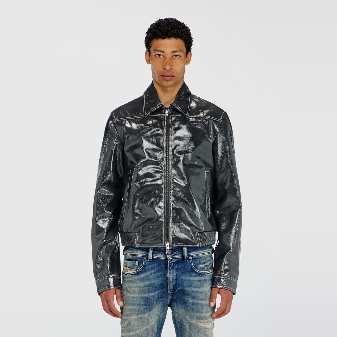 Diesel - Patent-leather jacket - Leather jackets - Man - Grey