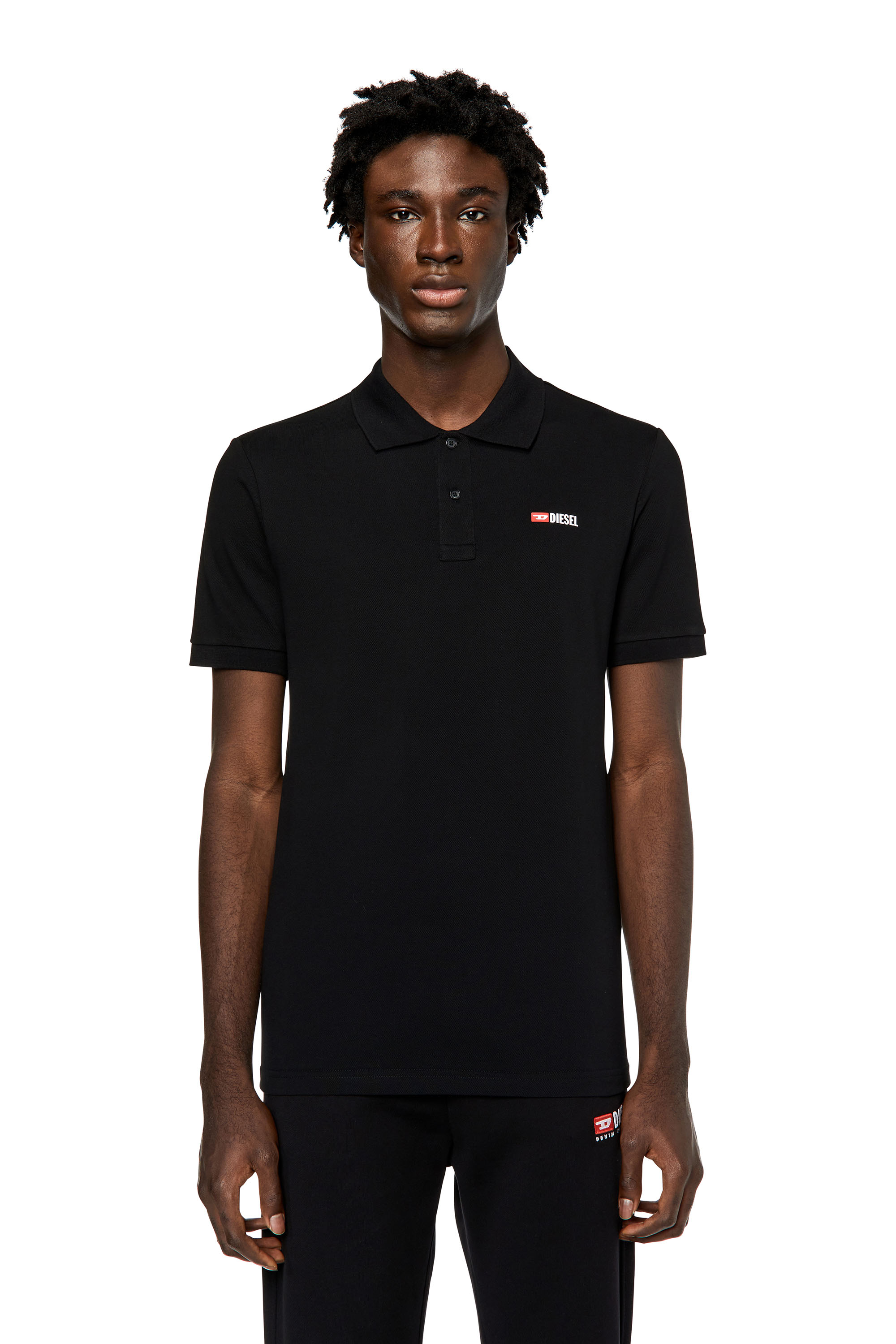 Diesel - Polo shirt with high-density logo print - Polos - Man - Black