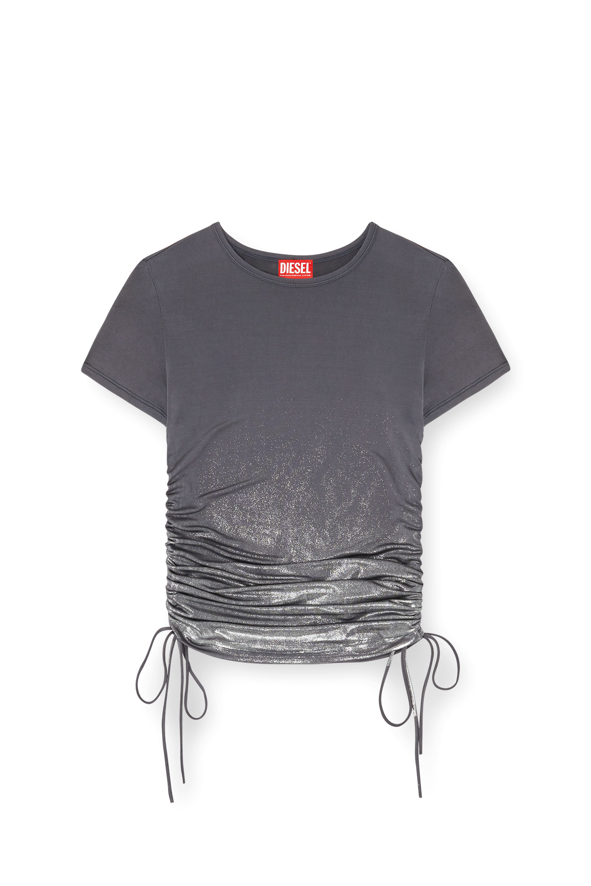 Diesel - T-REY, Woman's Jersey top with drawstring sides in Grey - 3