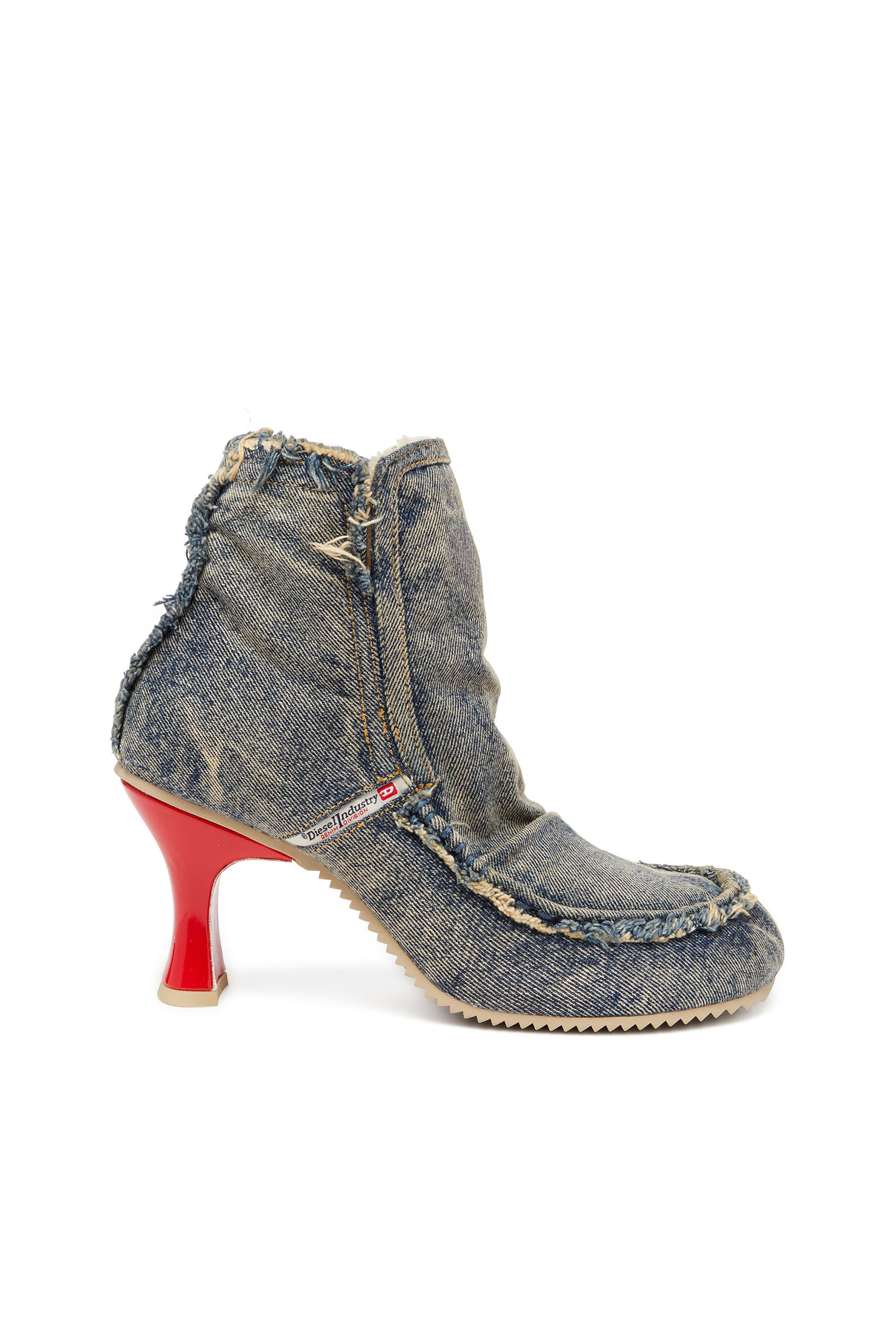 Diesel Kvinno Blå - D-Woodstock - Denim Boots With Heel - Ankle Boots - Woman Storlek 38