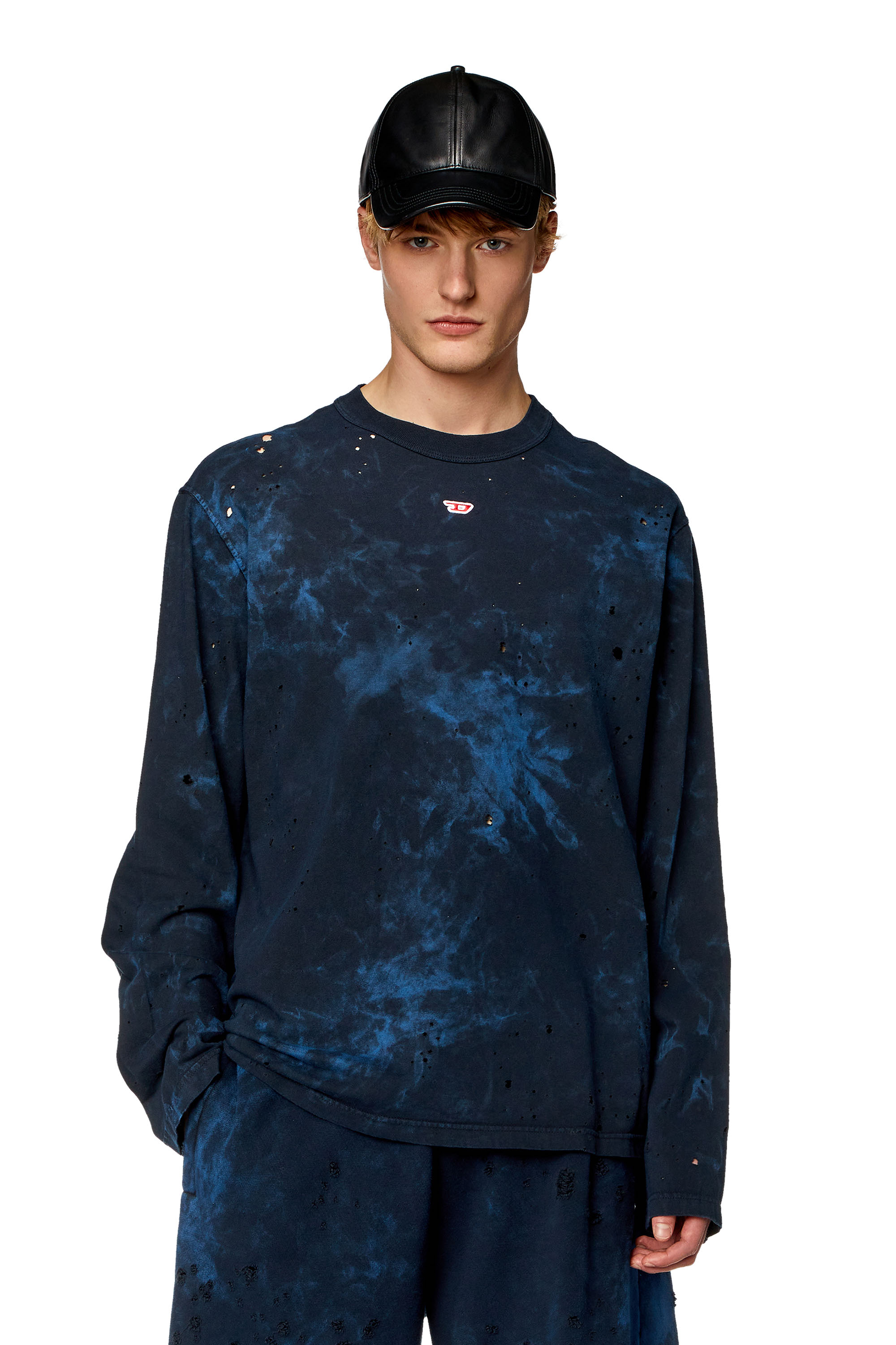Diesel - Camiseta de manga larga rota - Camisetas - Hombre - Azul marino