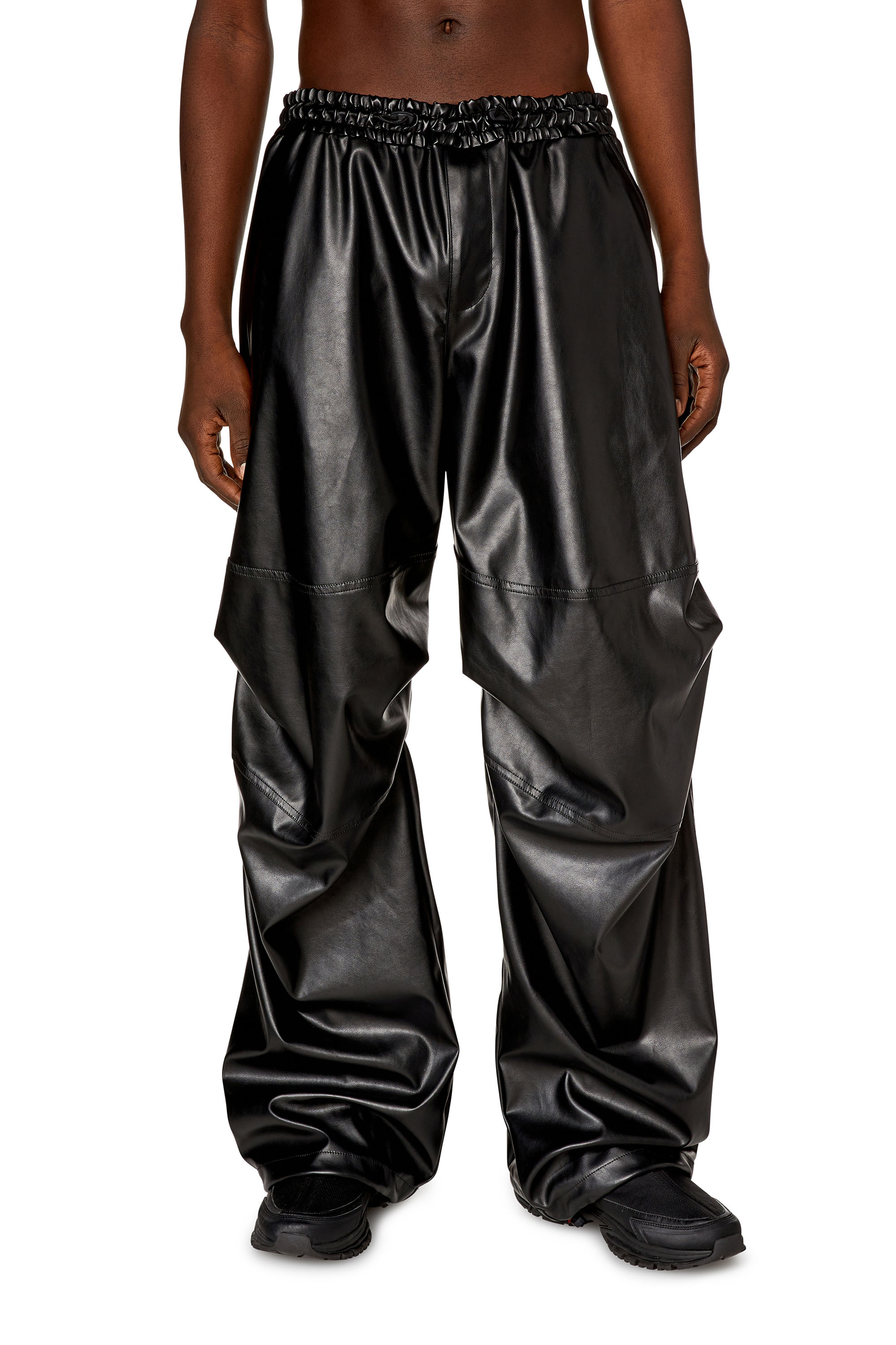 Diesel - Oversized cargo pants in coated fabric - Pants - Man - Black