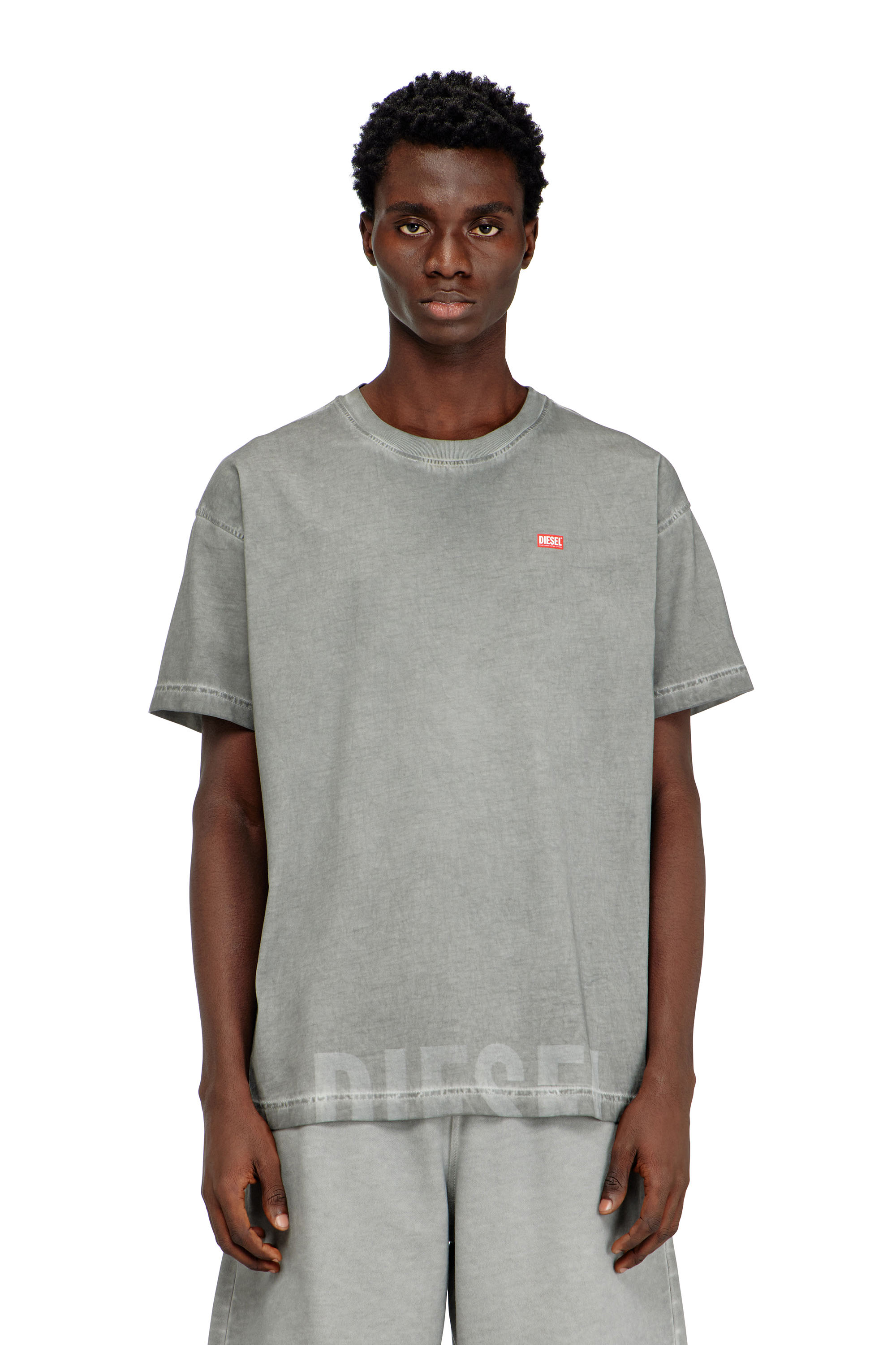 Diesel Grigio Uomo - T-Shirt Girocollo In Cotone Con Stampa - T-Shirts Extra Grande