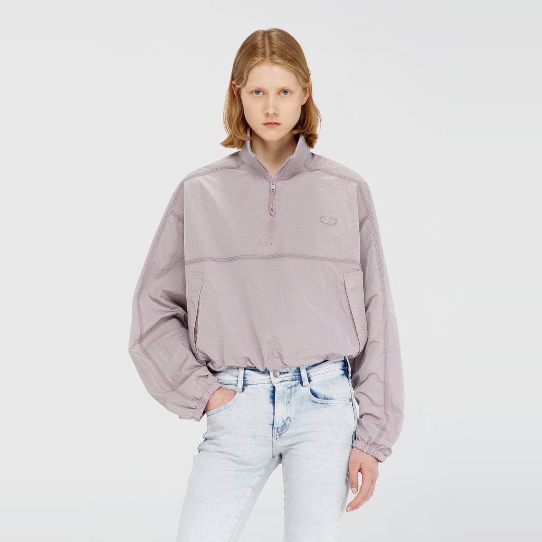 Diesel - Relaxed nylon jacket with mock neck - Jackets - Woman - Violet