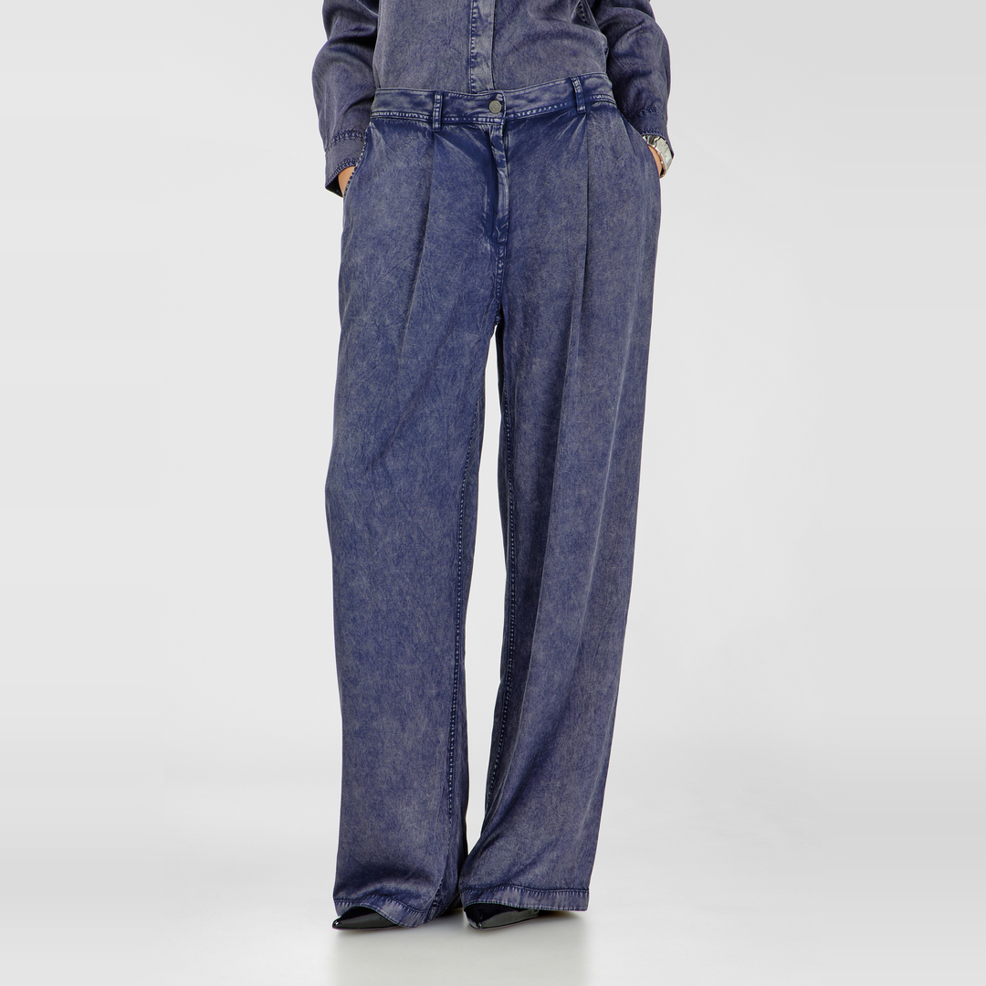 Diesel - Pantalon wide-leg en viscose effet denim - Pantalons - Femme - Bleu