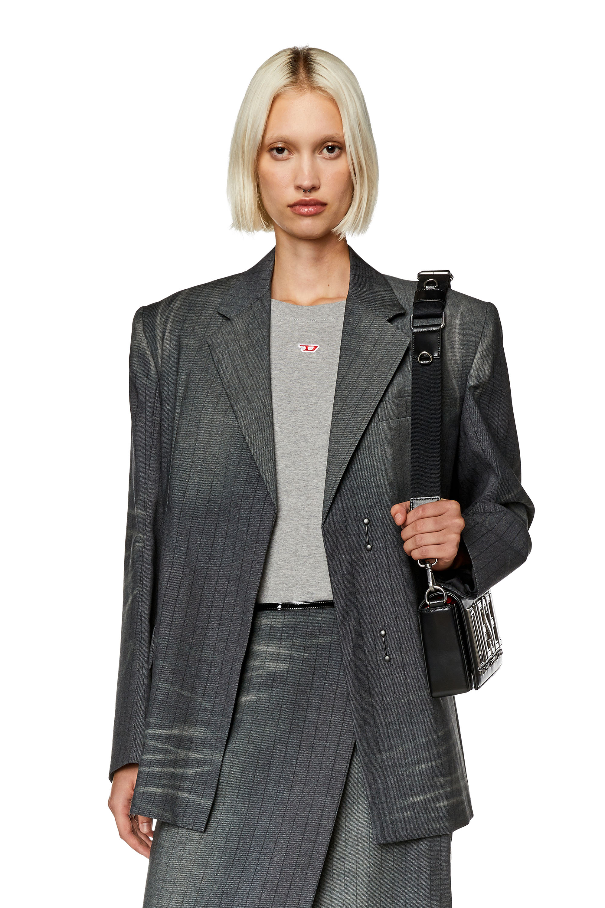 Diesel - Printed pinstripe suit jacket - Jackets - Woman - Grey