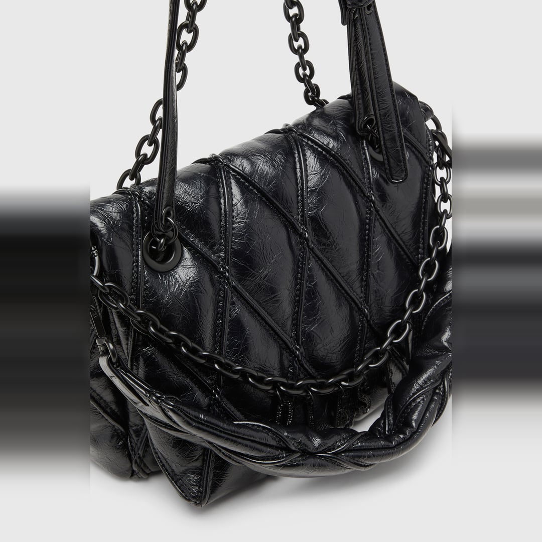 Diesel - Charm-D - Shoulder bag in shiny quilted PU - Shoulder Bags - Woman - Black