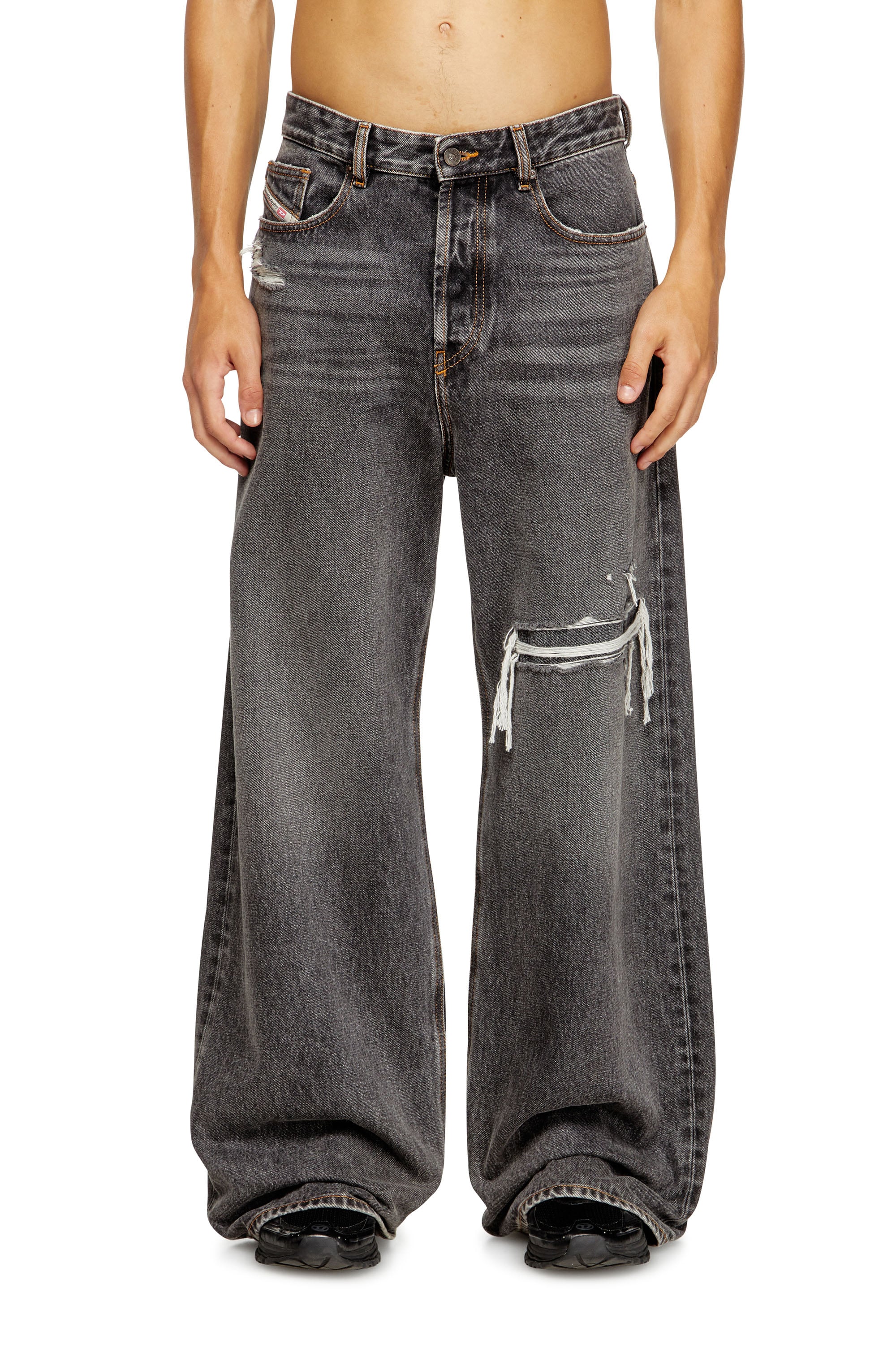 Diesel Relaxed Jeans Low Waist D-Rise, Black/Dark grey, Button fly