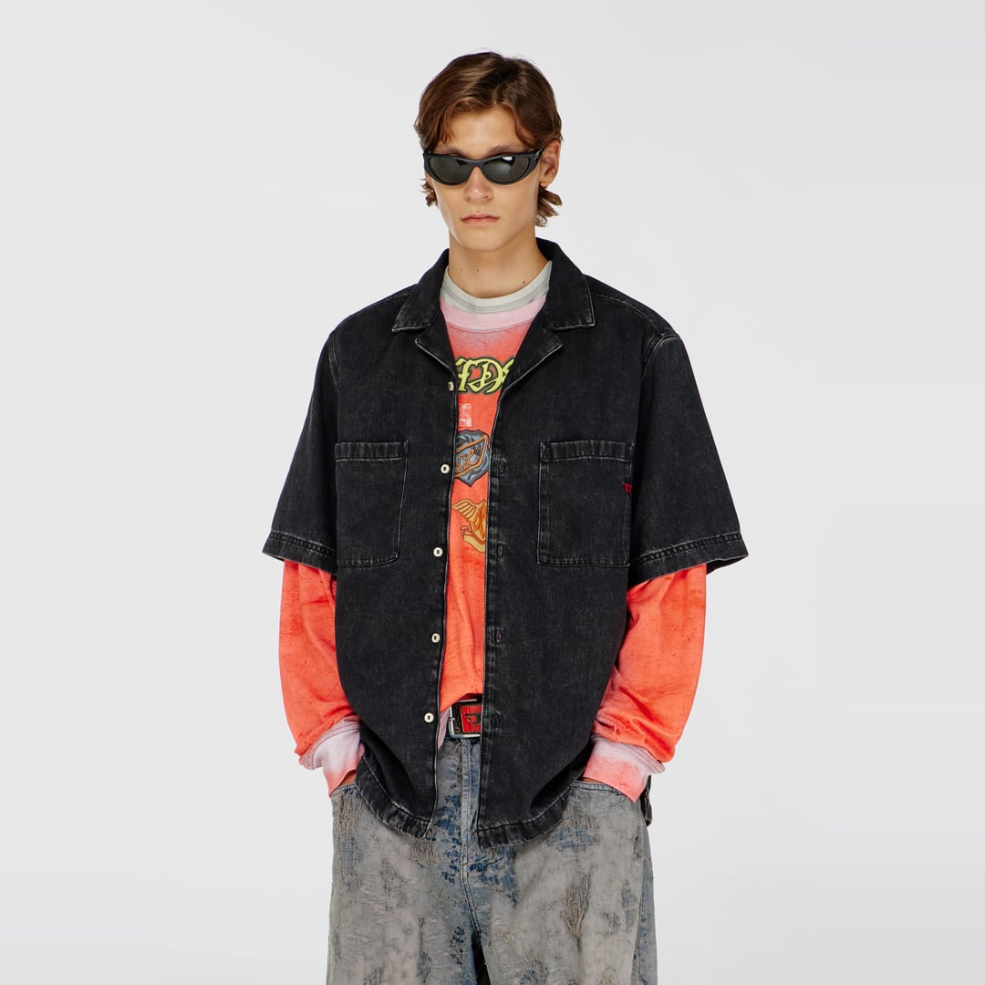 Diesel - Bowling shirt in denim - Denim Shirts - Man - Black