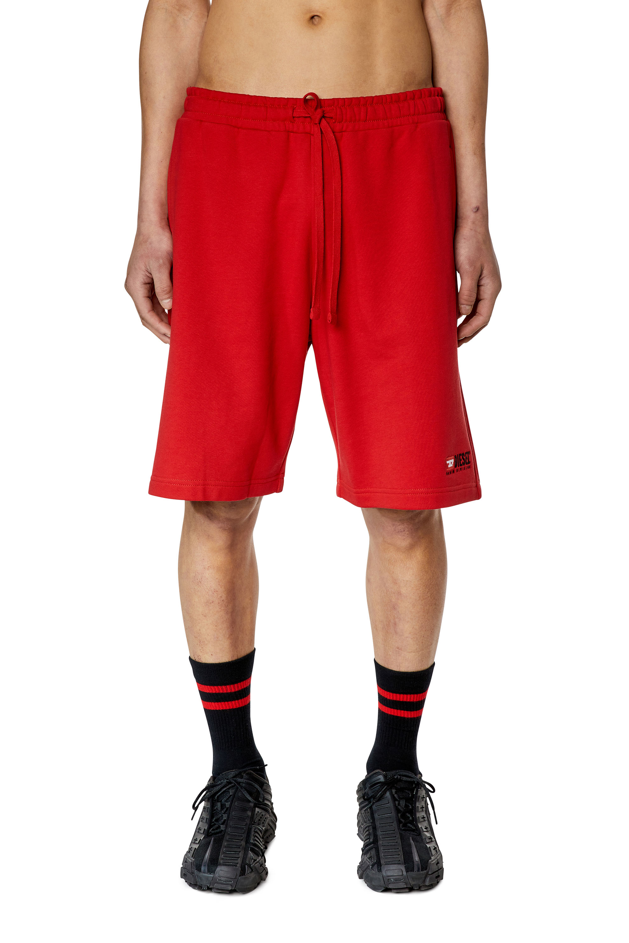 Diesel - Sweat shorts with embroidered logo - Shorts - Man - Red