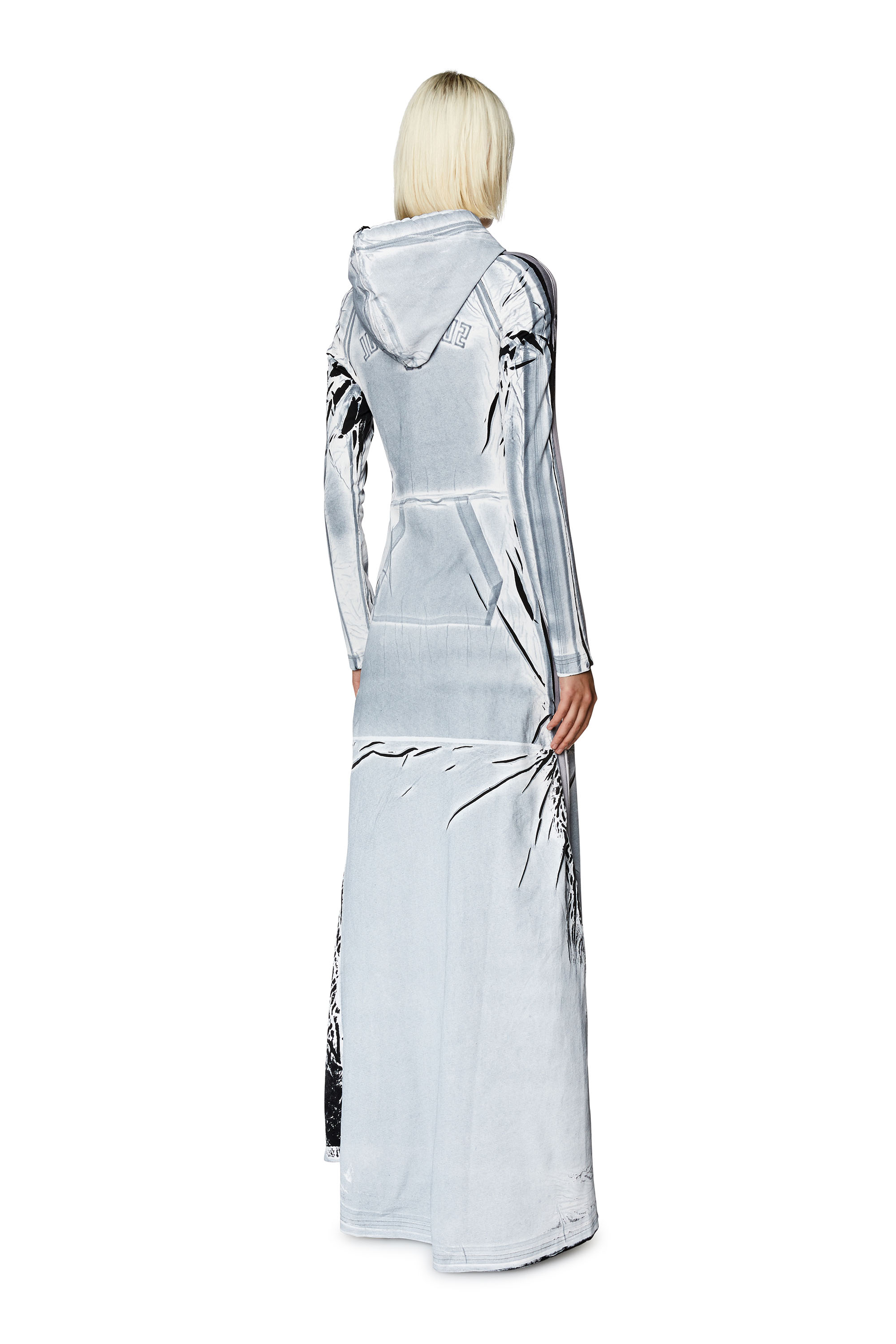 Diesel - Hoodie dress with shadowy over print - Dresses - Woman - Blue