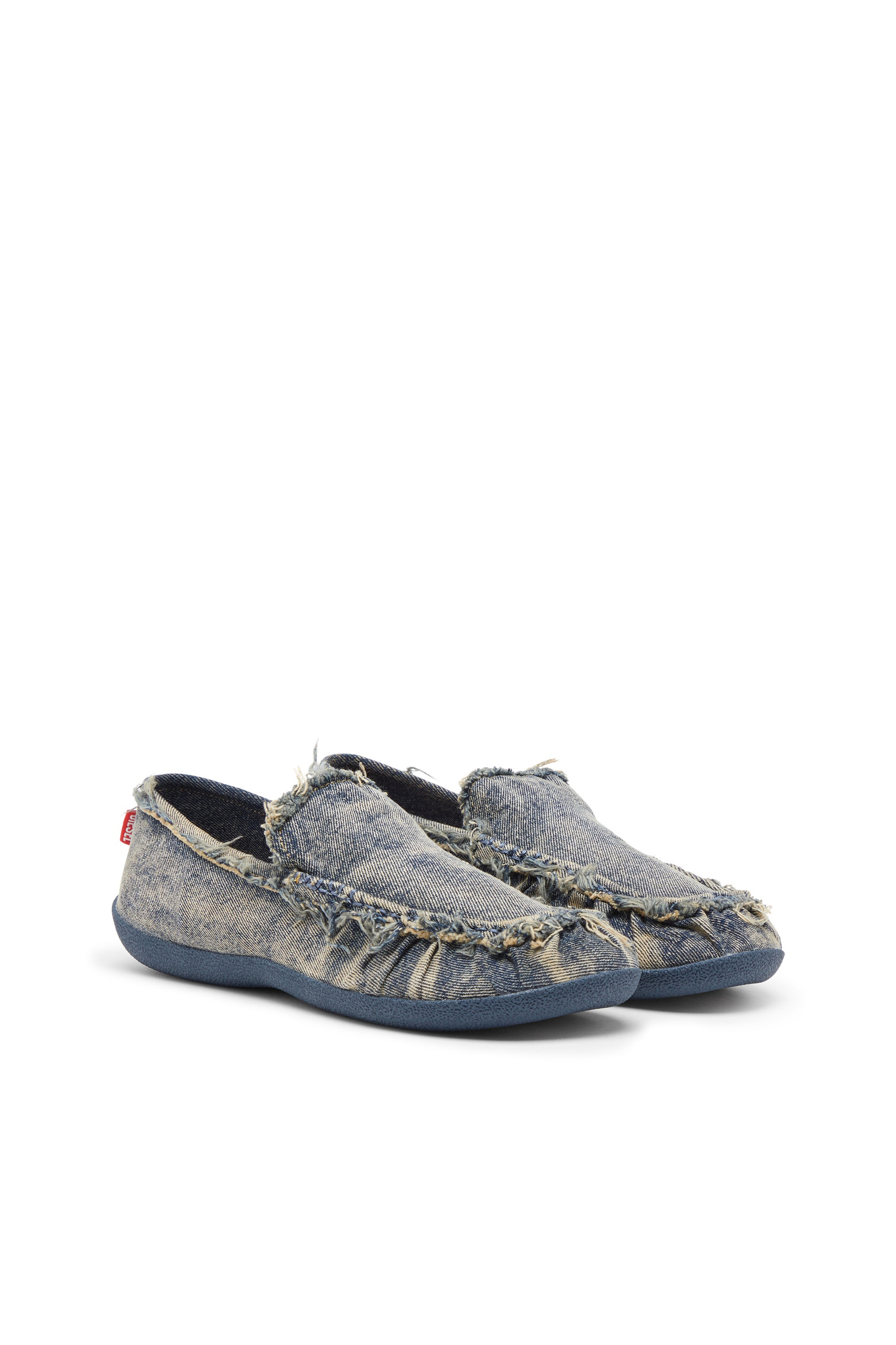Diesel - D-SHOCK MOC, Man's D-Shock-Distressed denim loafers in Blue - 3