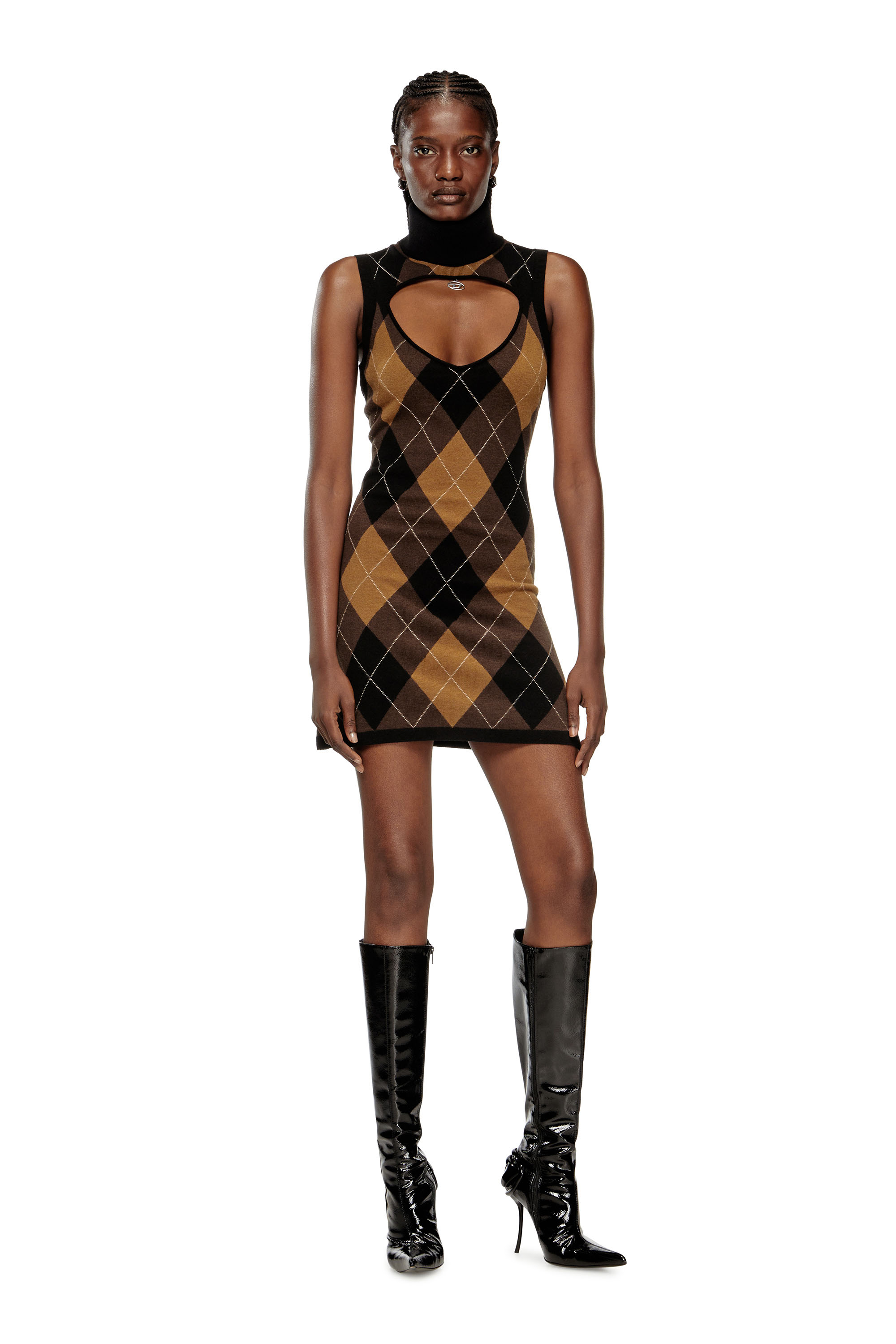 Wool dress with argyle pattern - Dresses