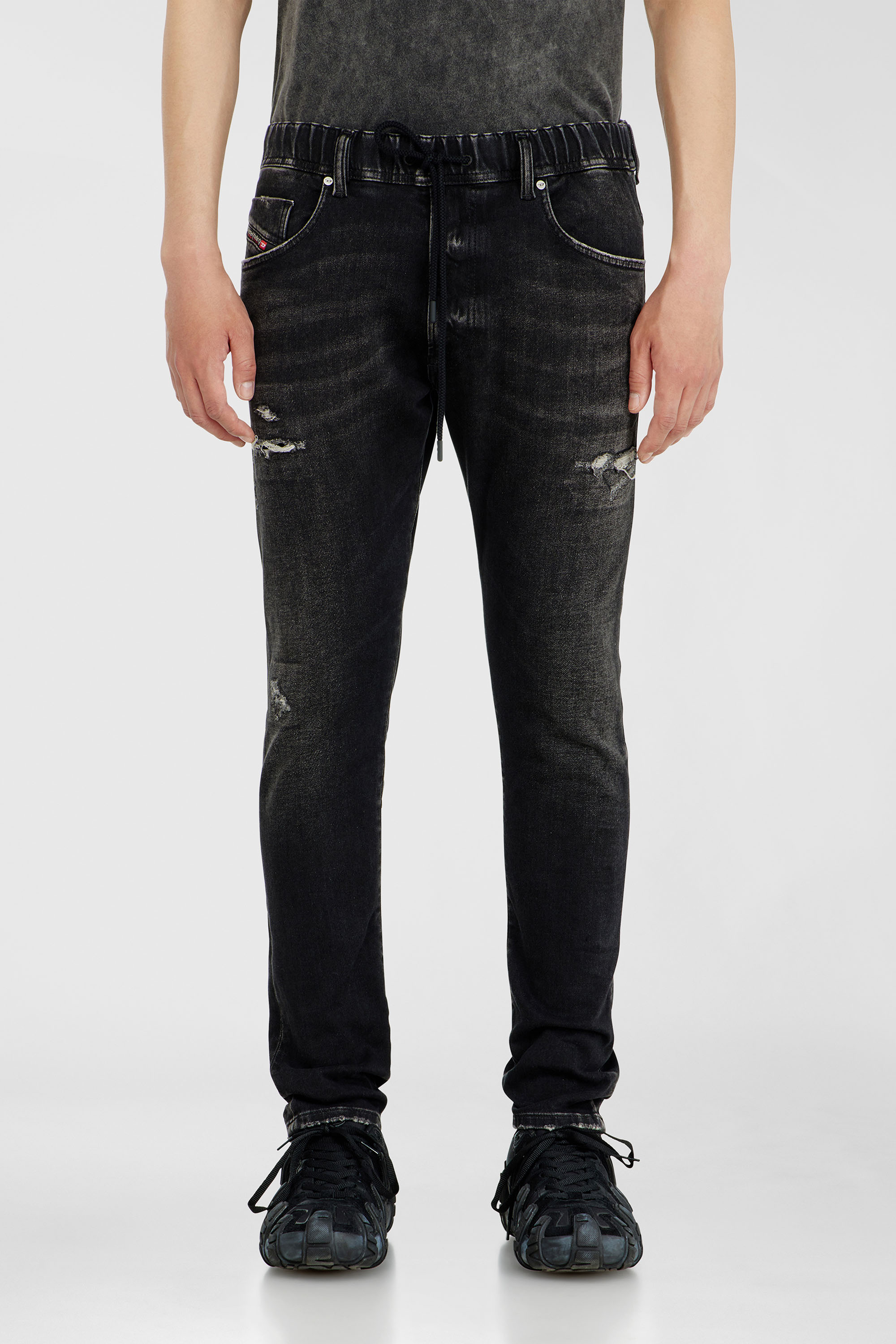 Diesel Regular Regular Waist 2030 D-Krooley Joggjeans, Black/Dark grey, Elastic waistband