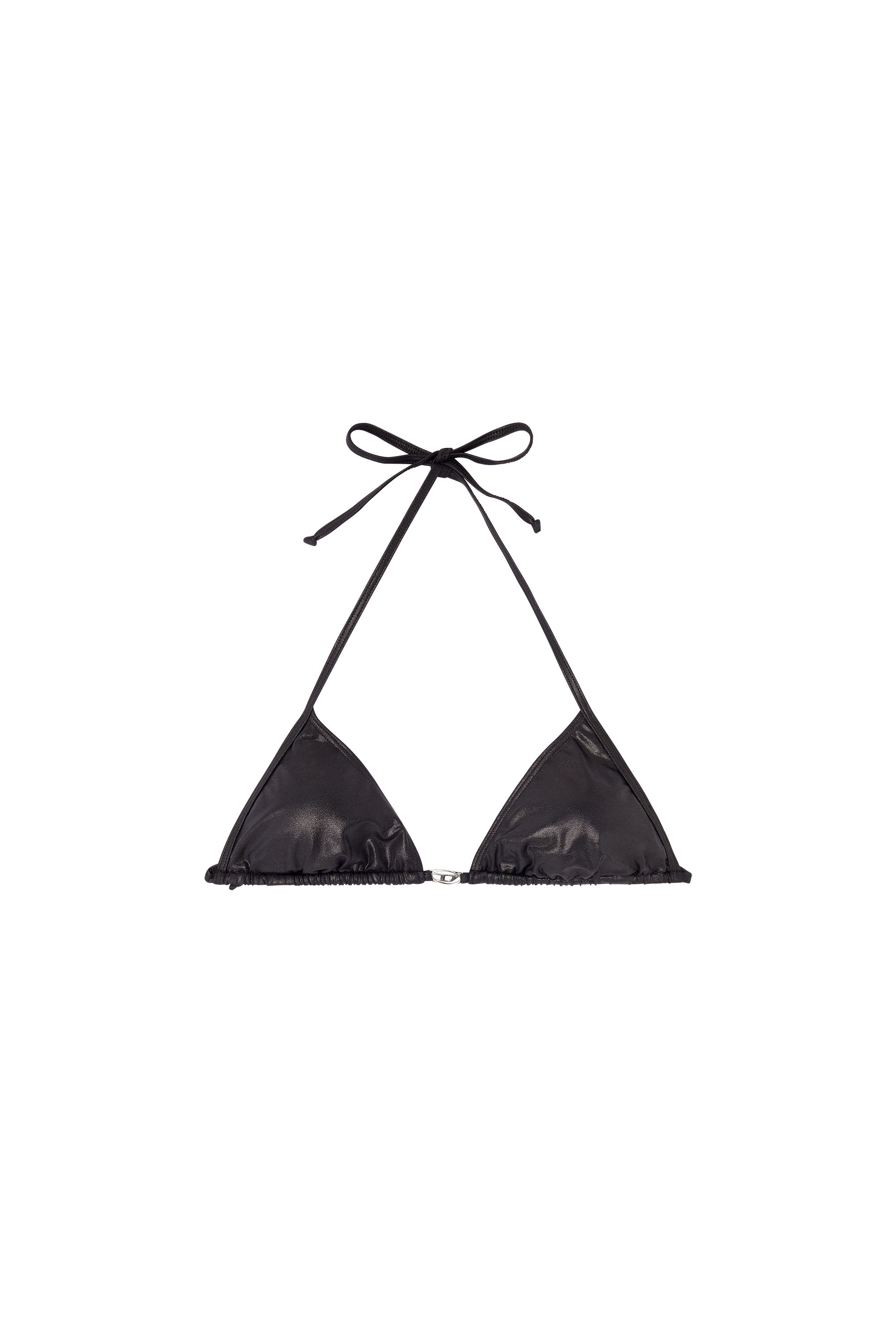 Diesel - ELETTRA-DNM, Woman's Triangle bikini top in shimmery fabric in Black - 4