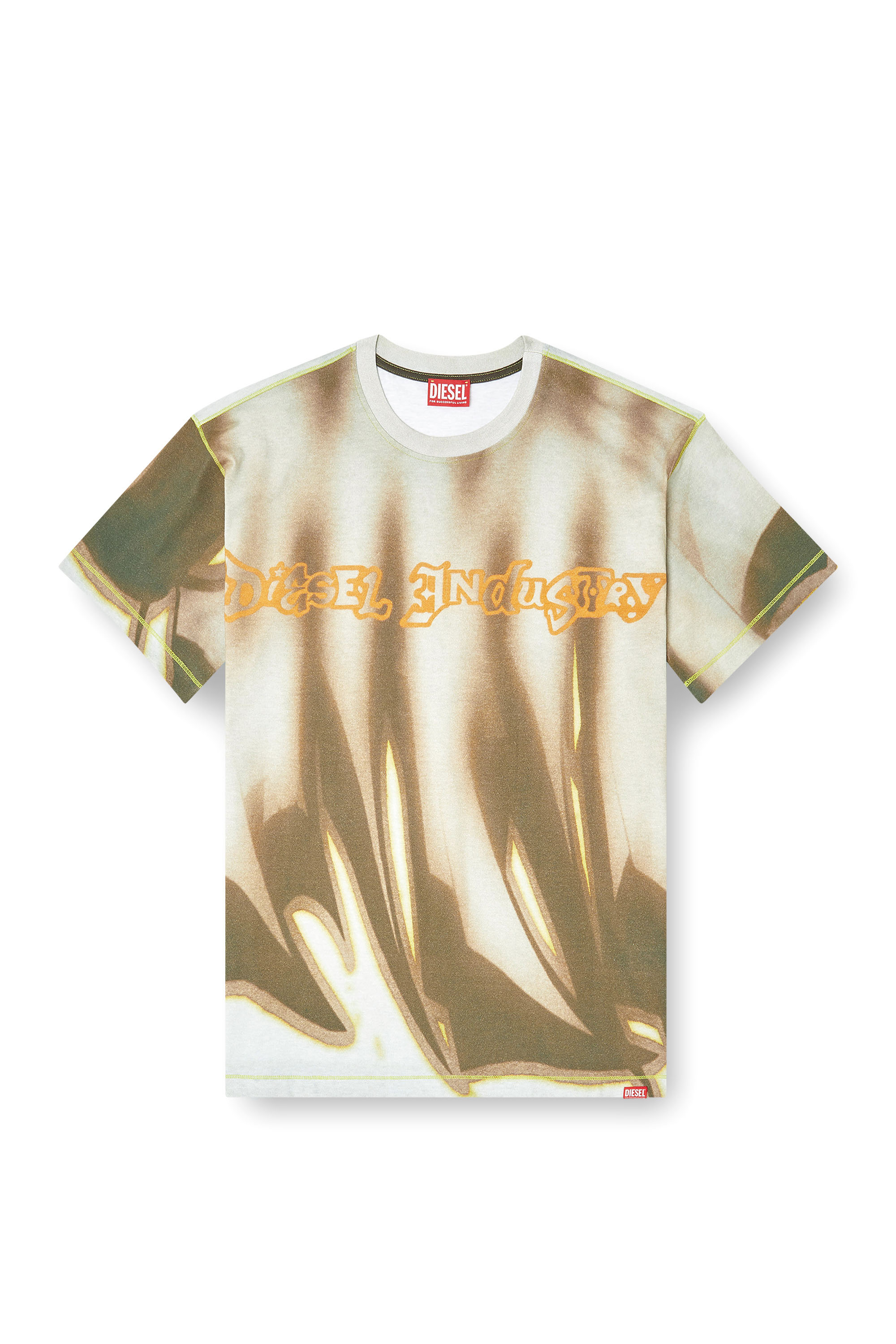 Diesel - T-NORM-SHOW, Man's T-shirt with graffiti print in Green/Grey - 3