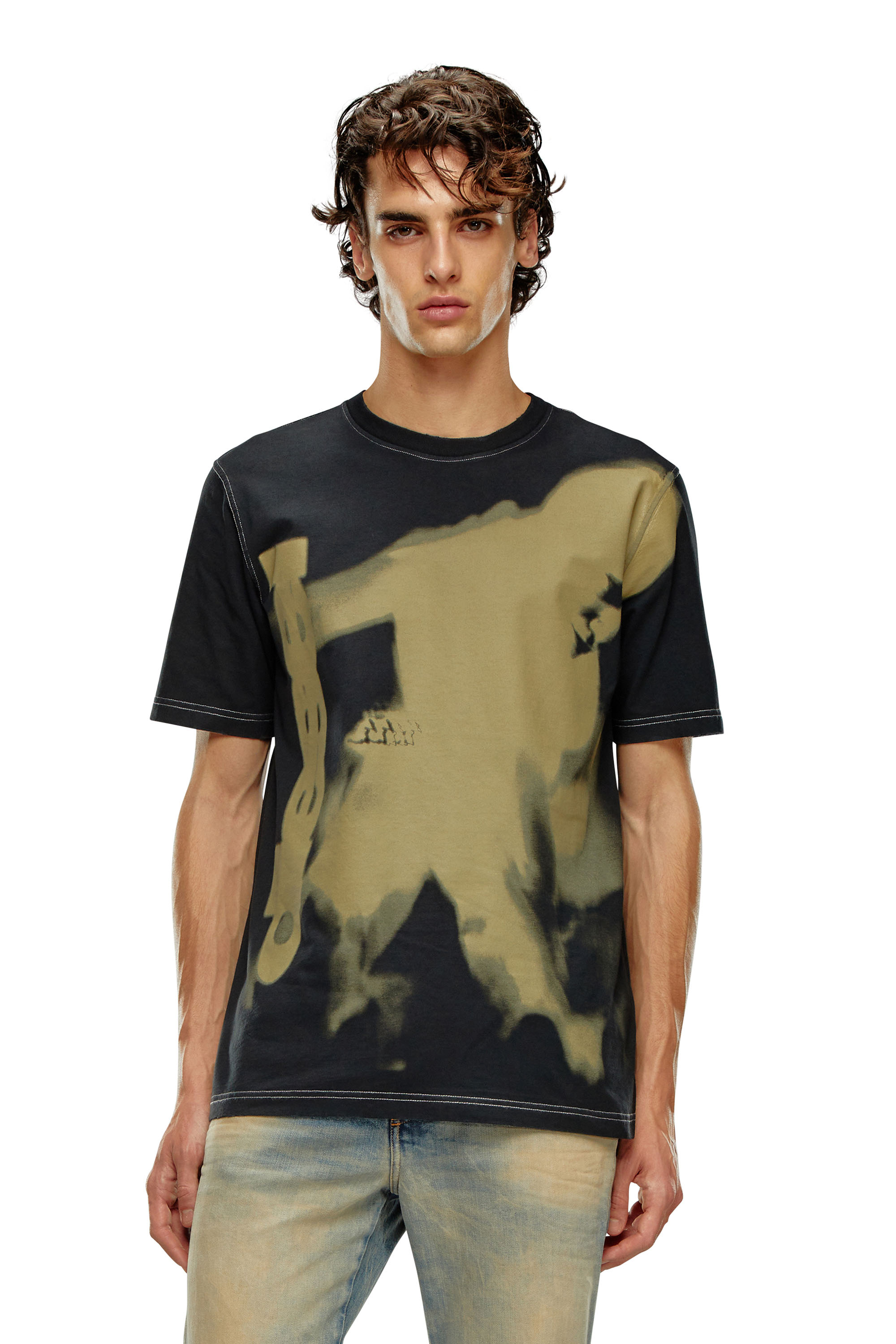 Diesel - T-shirt with smudged print - T-Shirts - Man - Black