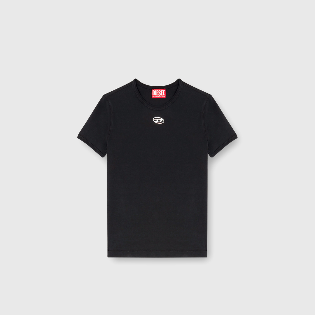 Diesel Nero Donna - T-Shirt Slim Con Oval D Metallico - T-Shirts Extra Piccolo
