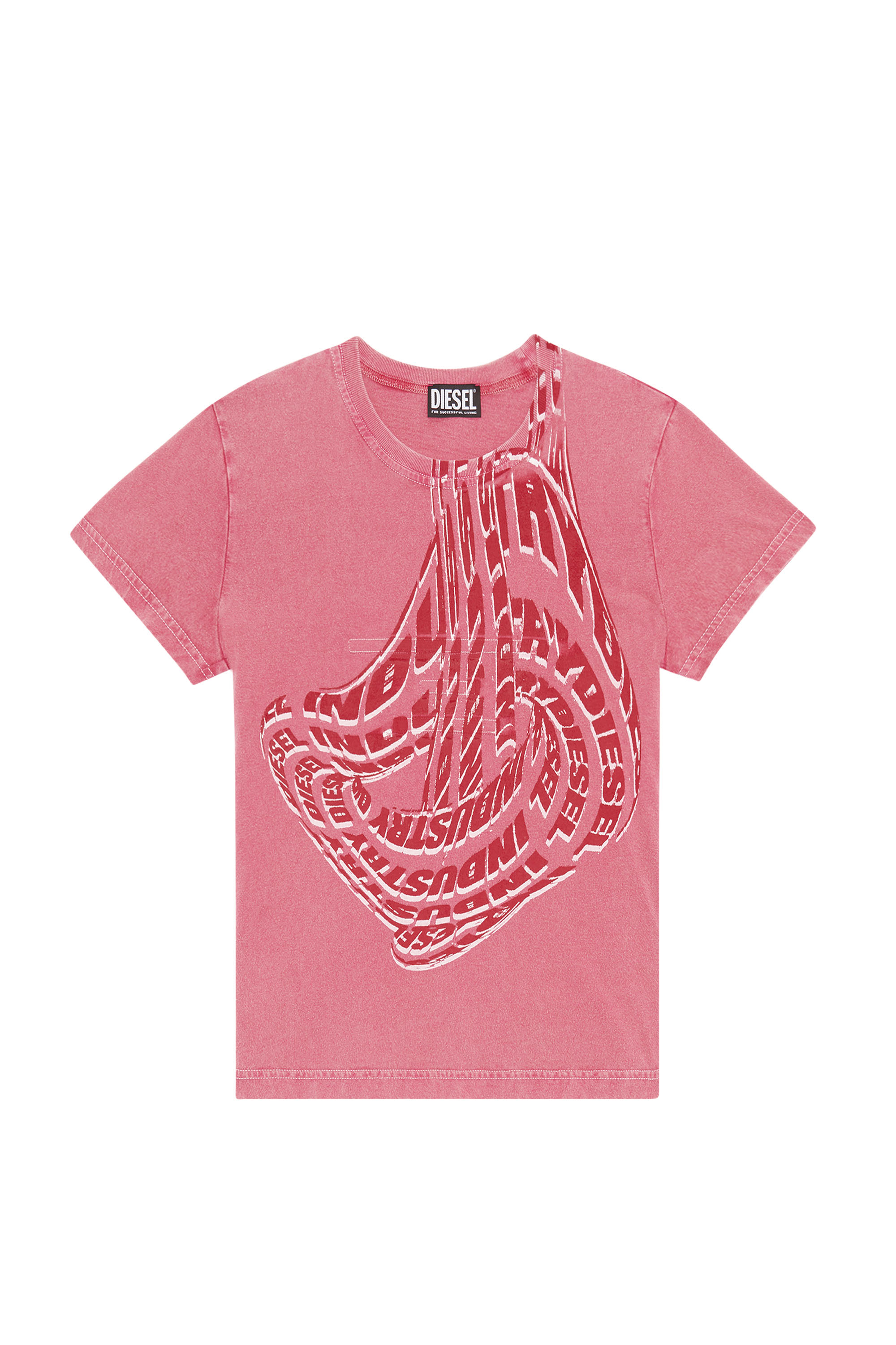 Diesel Acid-wash T-shirt With Graphic Logo Print In Pink