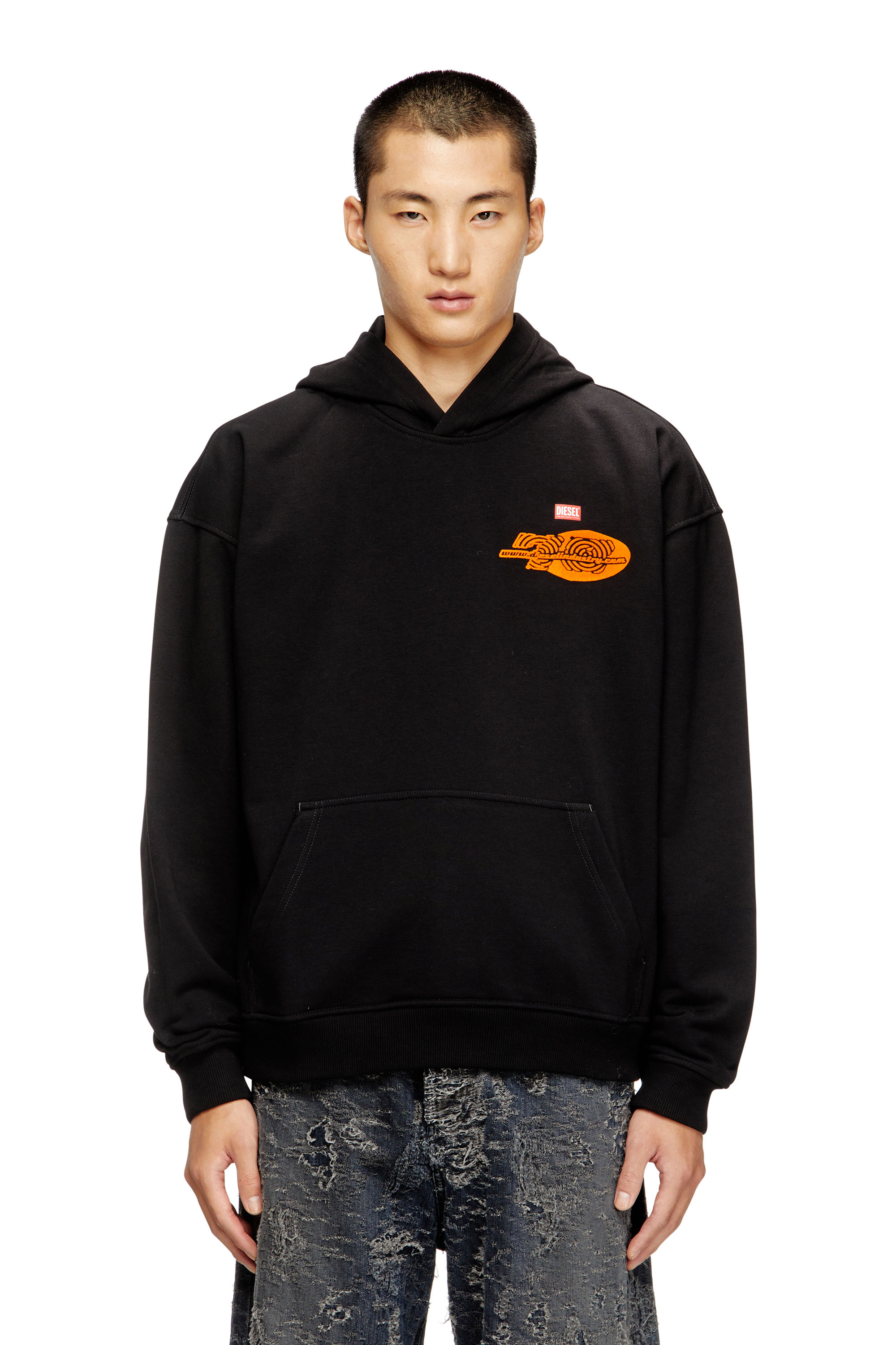 Diesel - S-BOXT-HOOD-T5, Man's Cotton hoodie with back print in Black - 1