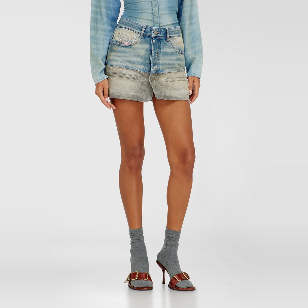 Diesel - Denim mini skirt with contrast hem - Skirts - Woman - Multicolor