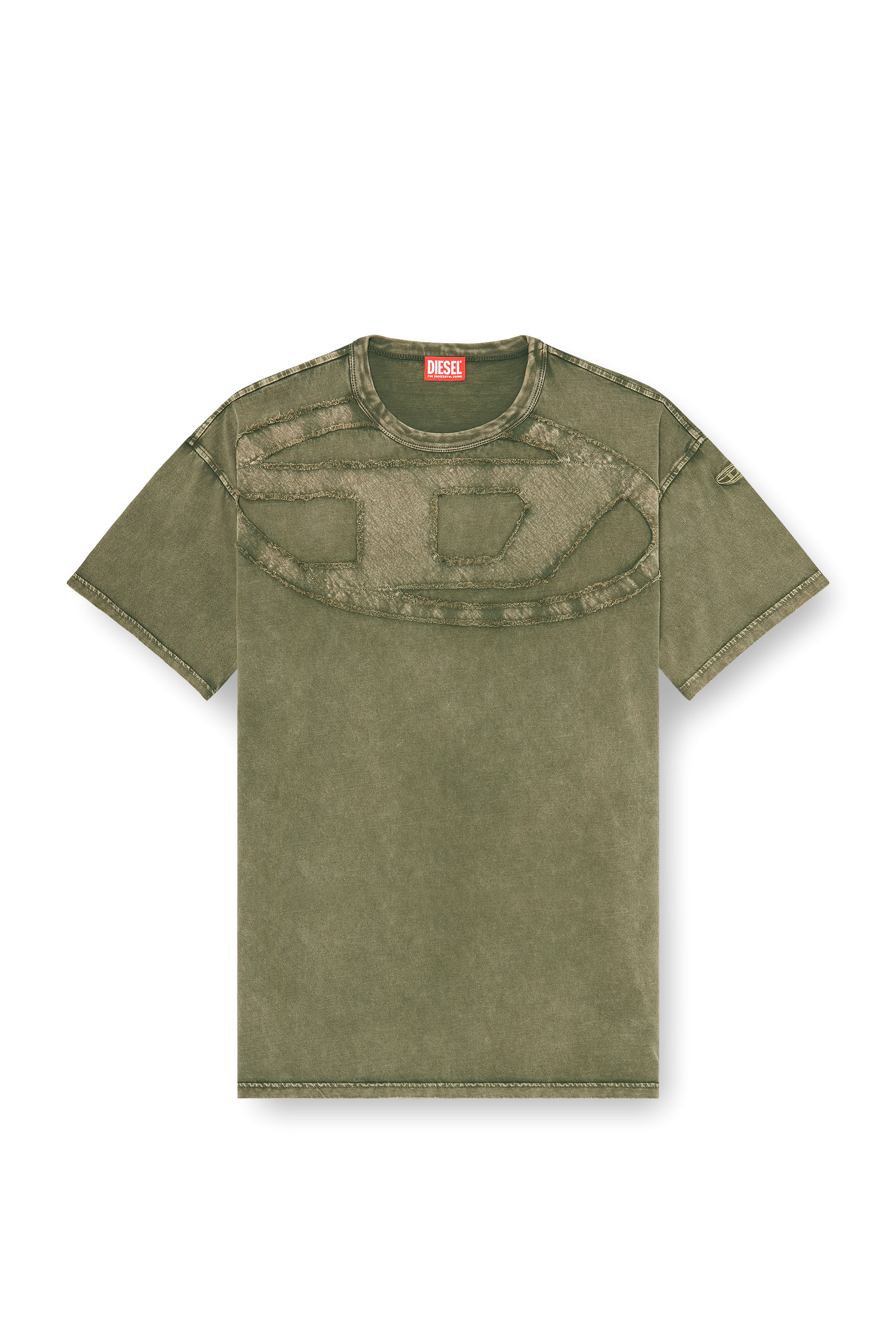Diesel - T-BOXT-DEN, Man's Relaxed cotton T-shirt with Oval D applique in Green - 2