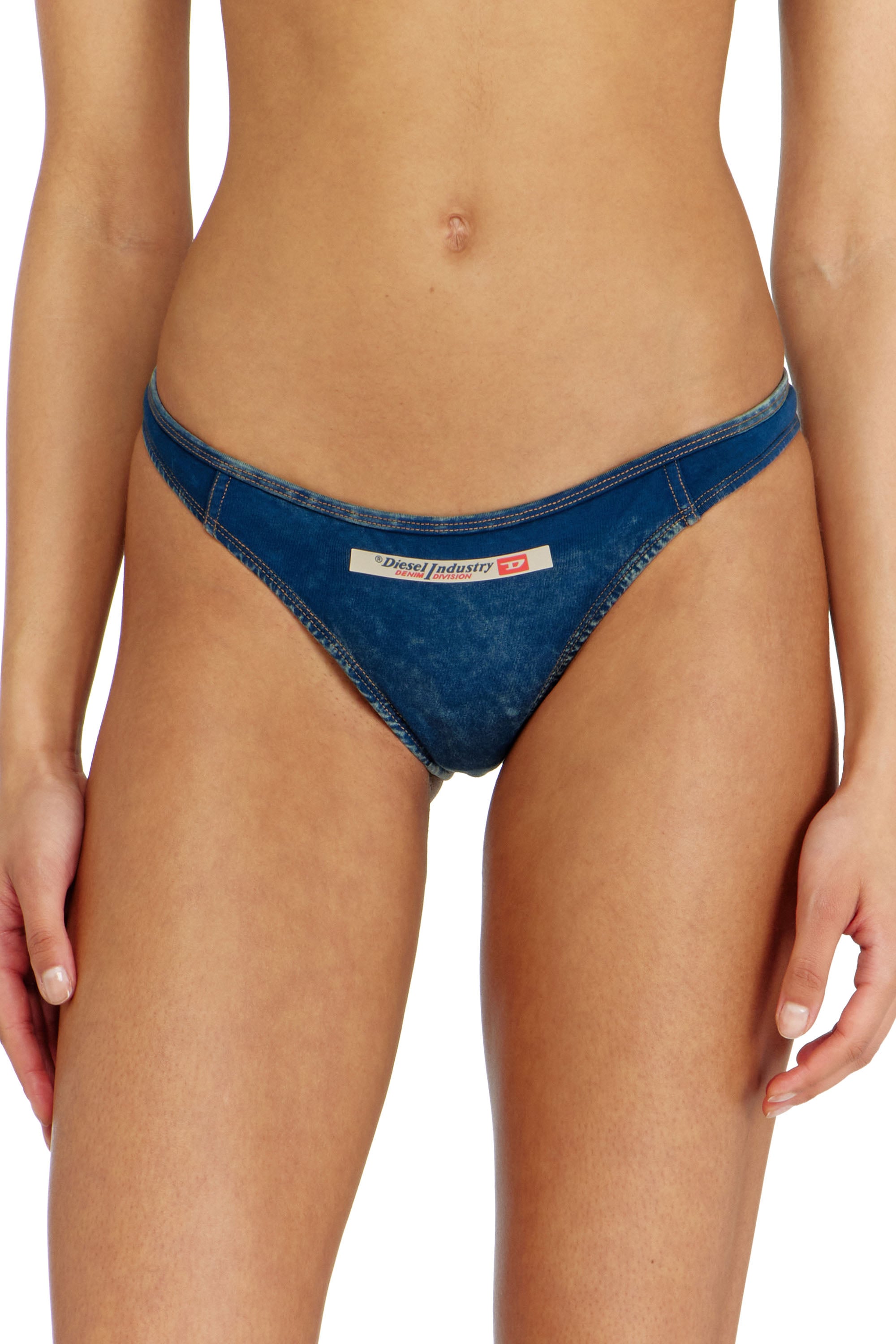 Diesel - Cotton Brazilian briefs with denim effect - Strings - Woman - Blue