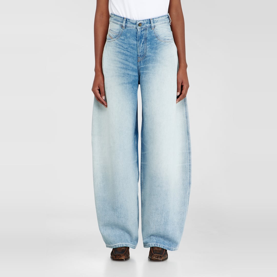 Diesel Jeans Relaxed Taille Haute 1987 D-Khelz, Bleu clair, Fermeture boutonnée